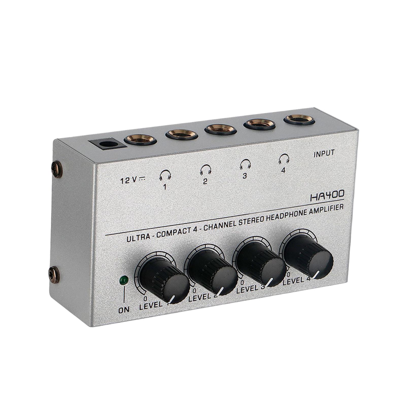 4 Channel Headphone Amp Sound Mixer Clear Sound Desktop Amp Stereo Compact for sound Reinforcement Home Recording Studio