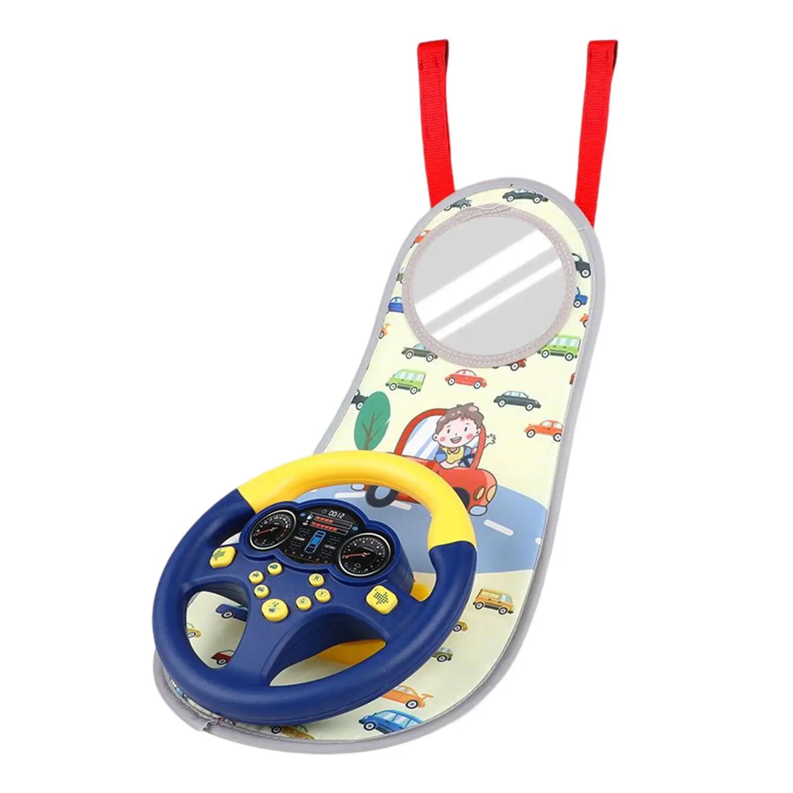 Carseat Toys Steering Wheel Musical Activity Play Center Toy Car Seat Toys with Mirror for Girls Boys