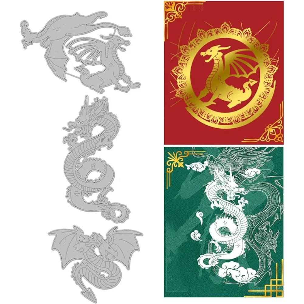 Vários Dragão Embossing Template, Estilo Oriental, Aço