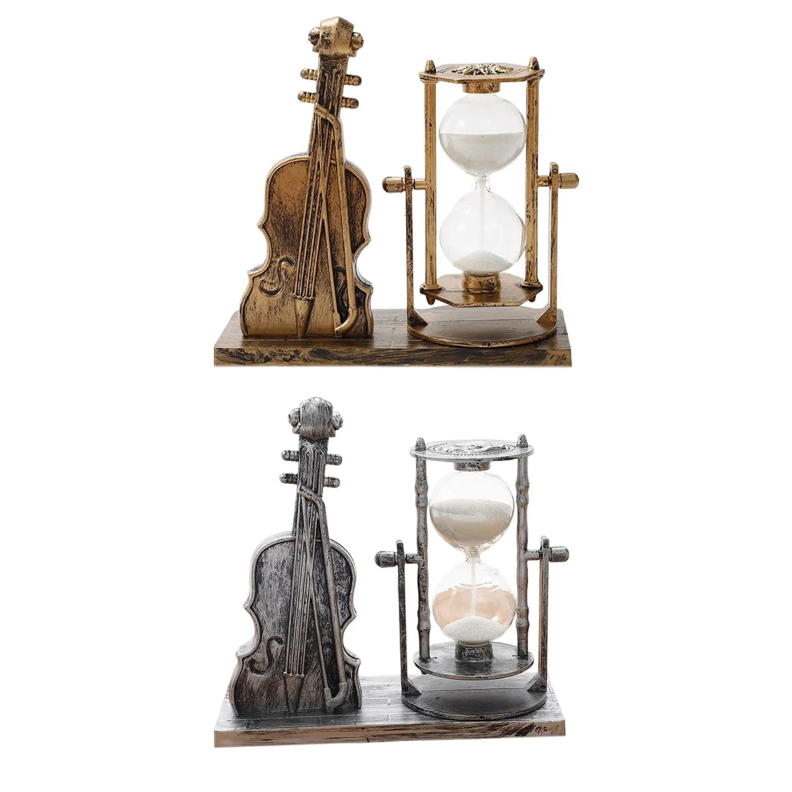 Desktop Hourglass Violin Quicksand Sand Clock Retro Creative Decorative for Festival Table Living Room Housewarming Gifts