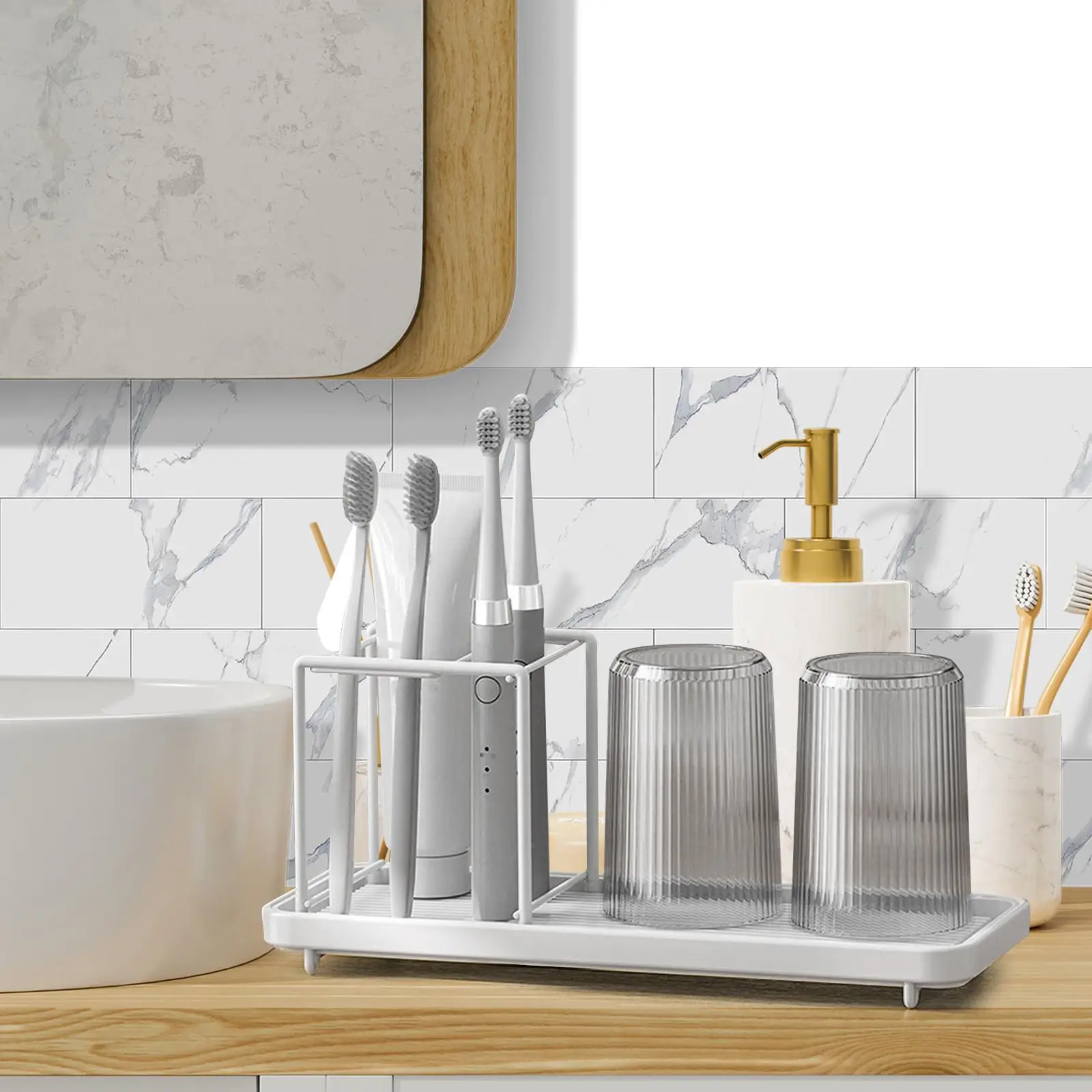 Toothbrush Holder Storage Stand Bathroom Accessories Toothbrush Toothpaste Stand