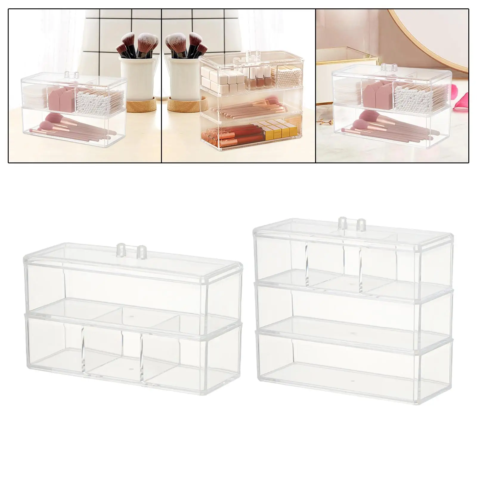 Storage Box Dustproof Accessories Stackable Reusable Gift Organization Cosmetic Organiser Case for Cotton Swab Rod Puff Lipstick