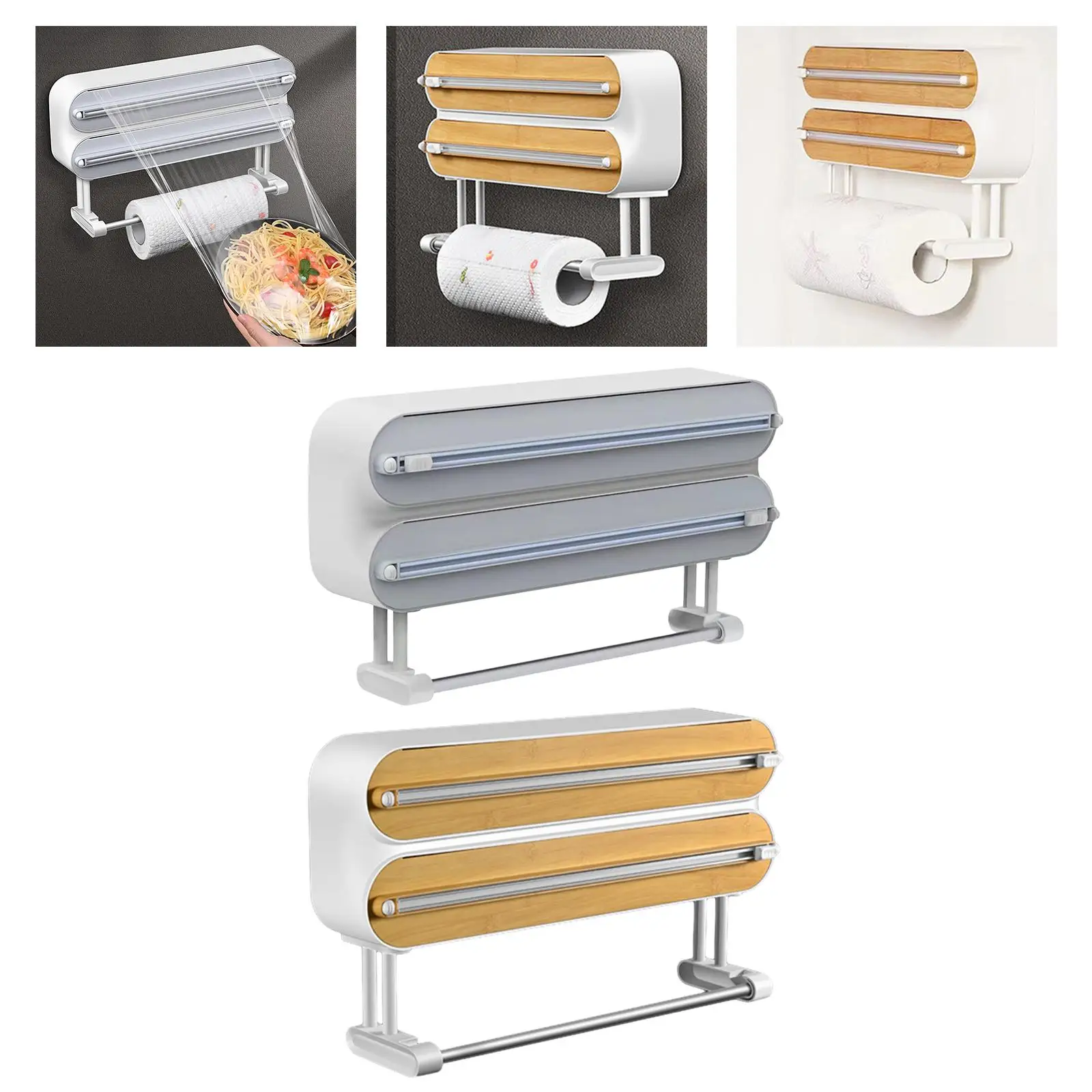 Cling Film Dispenser with Cutter Household Food Wrap Cutter Slide Cutter Smoothly Cutting Kitchen Roll Holder for Refrigerator