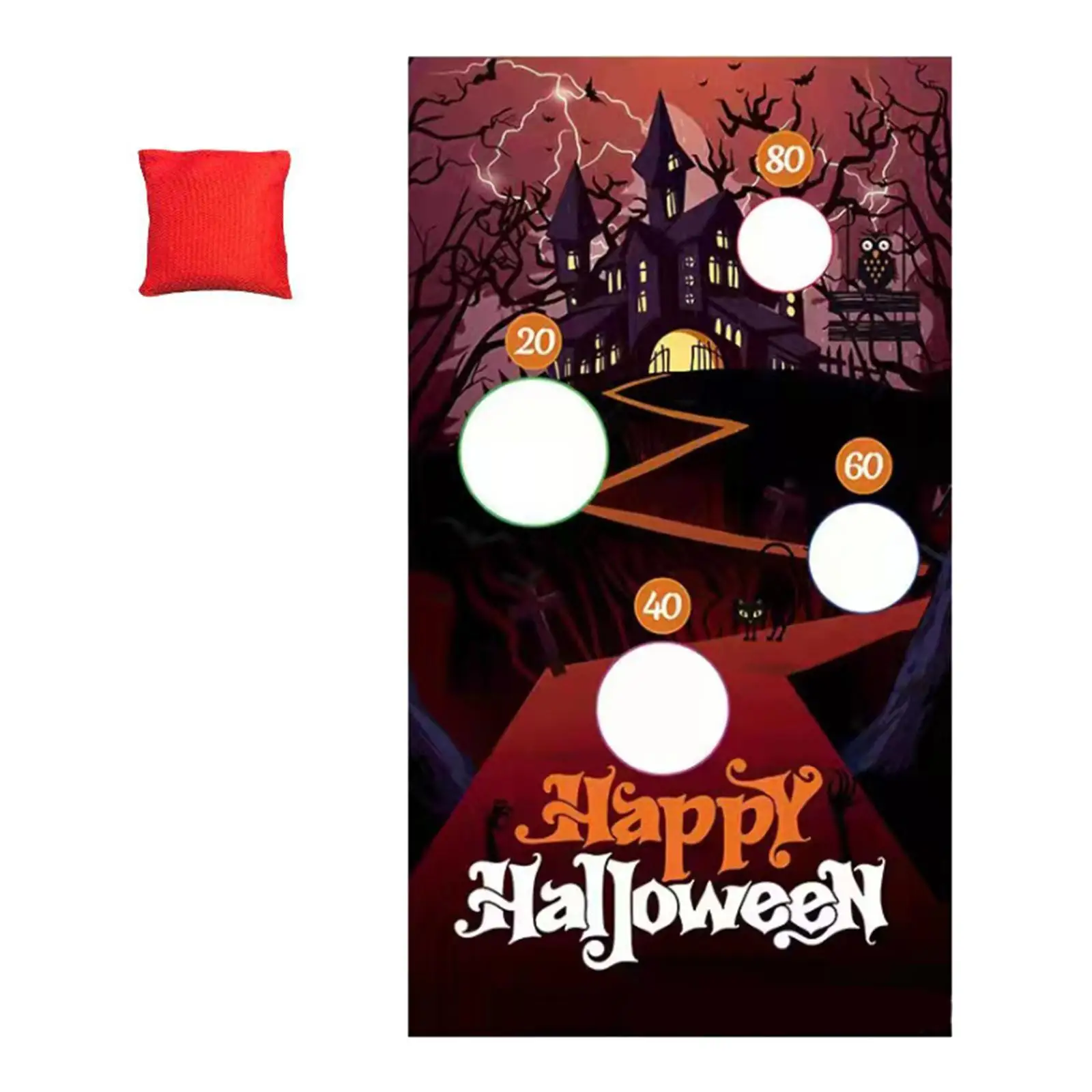 Halloween Toss Game Supplies Reusable with Haning Rope Decorations Throwing Game Banner Kit for Summer Indoor Party Picnic