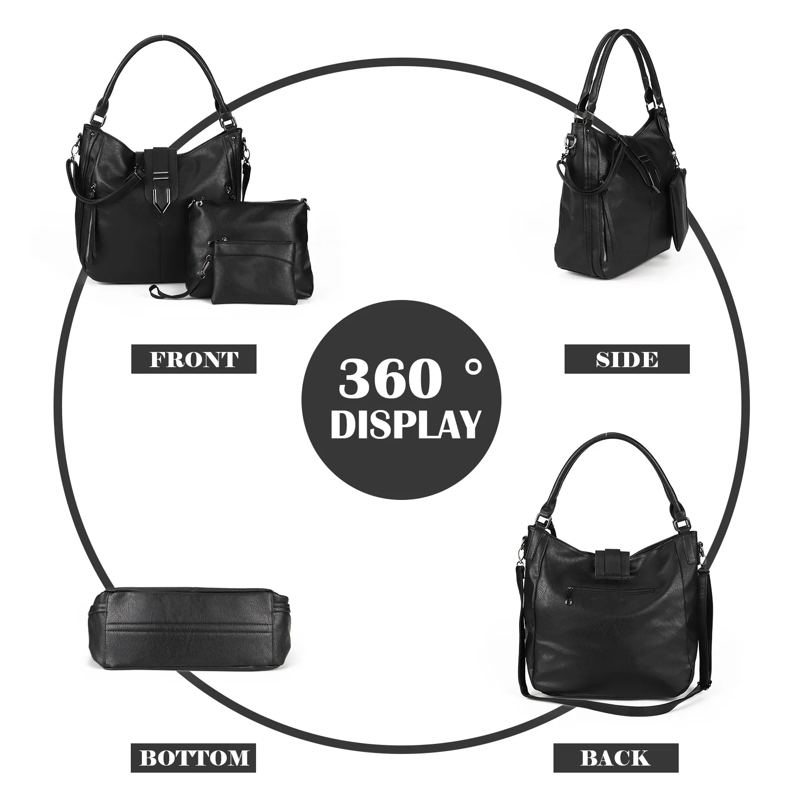 SCOFY FASHION 3 Pieces Set Tote Bags for Women Luxury Soft PU Leather Purses and Handbags Chic Leisure Crossbody Shoulder Bag best Women's Bags