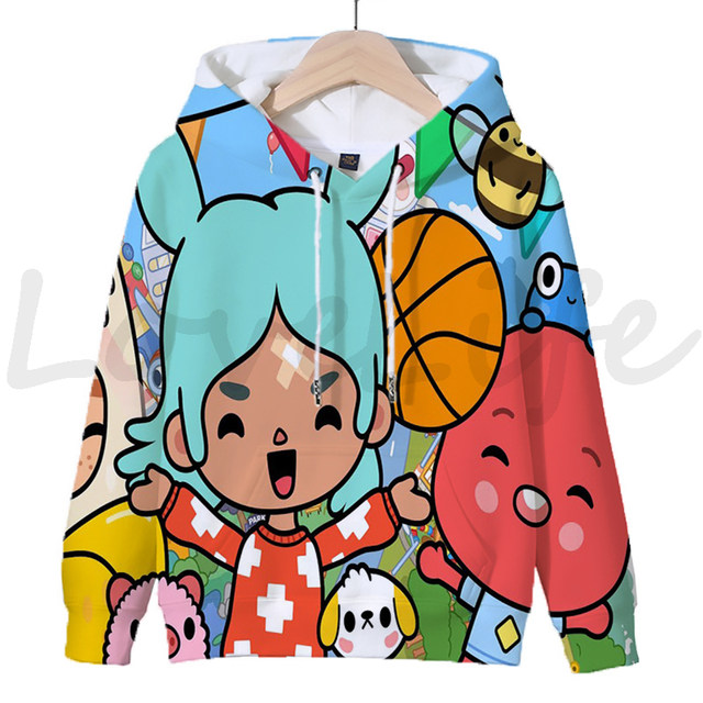 Kids Hot Game Toca Life World Cartoon Print Hoodies Girls Cute