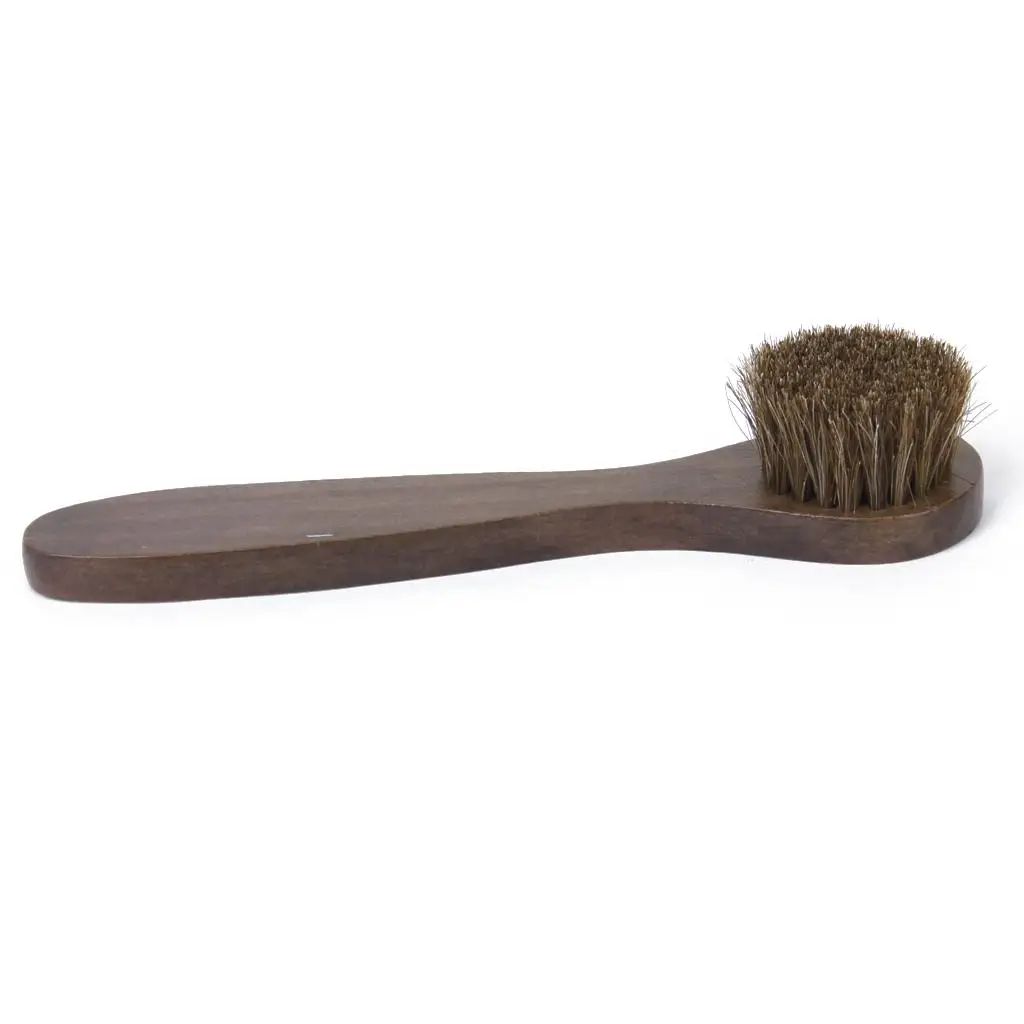 4X Wooden Long Handle Brushes Bristle Horse Hair Shoe Boot Polish Applicator