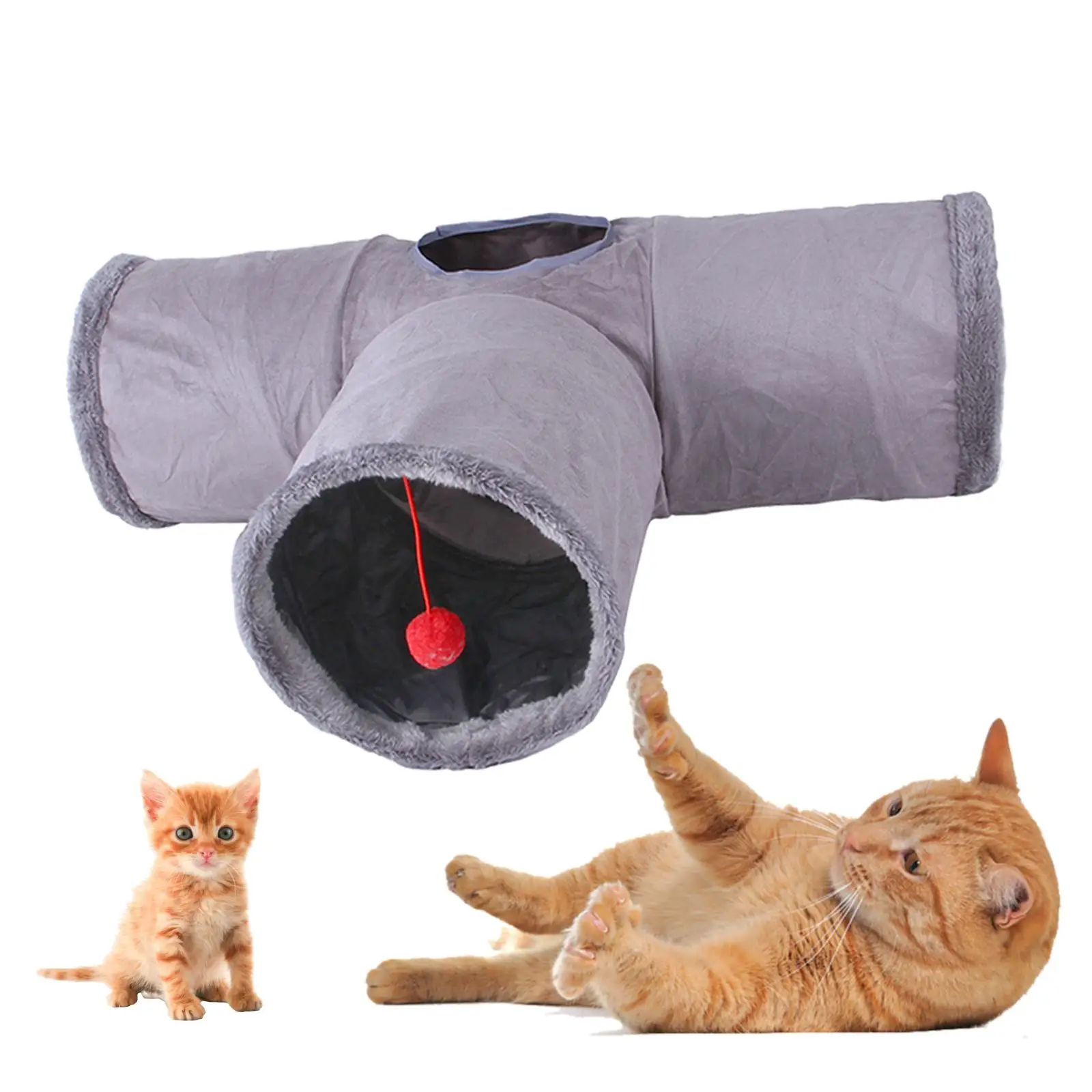 Cat Tunnel, 3 Ways Collapsible Cat Toys for Indoor, Pet Tunnel with Ball, for Puppy Kitten Rabbits Pet Supplies