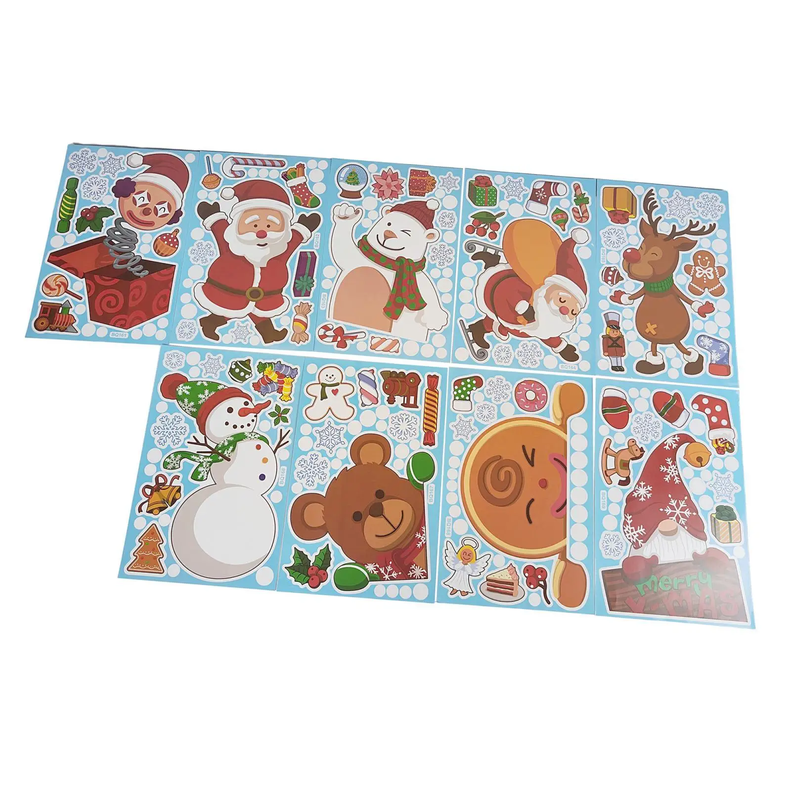 Christmas Window Stickers Display Santa Claus Xmas Window Clings for Cafe