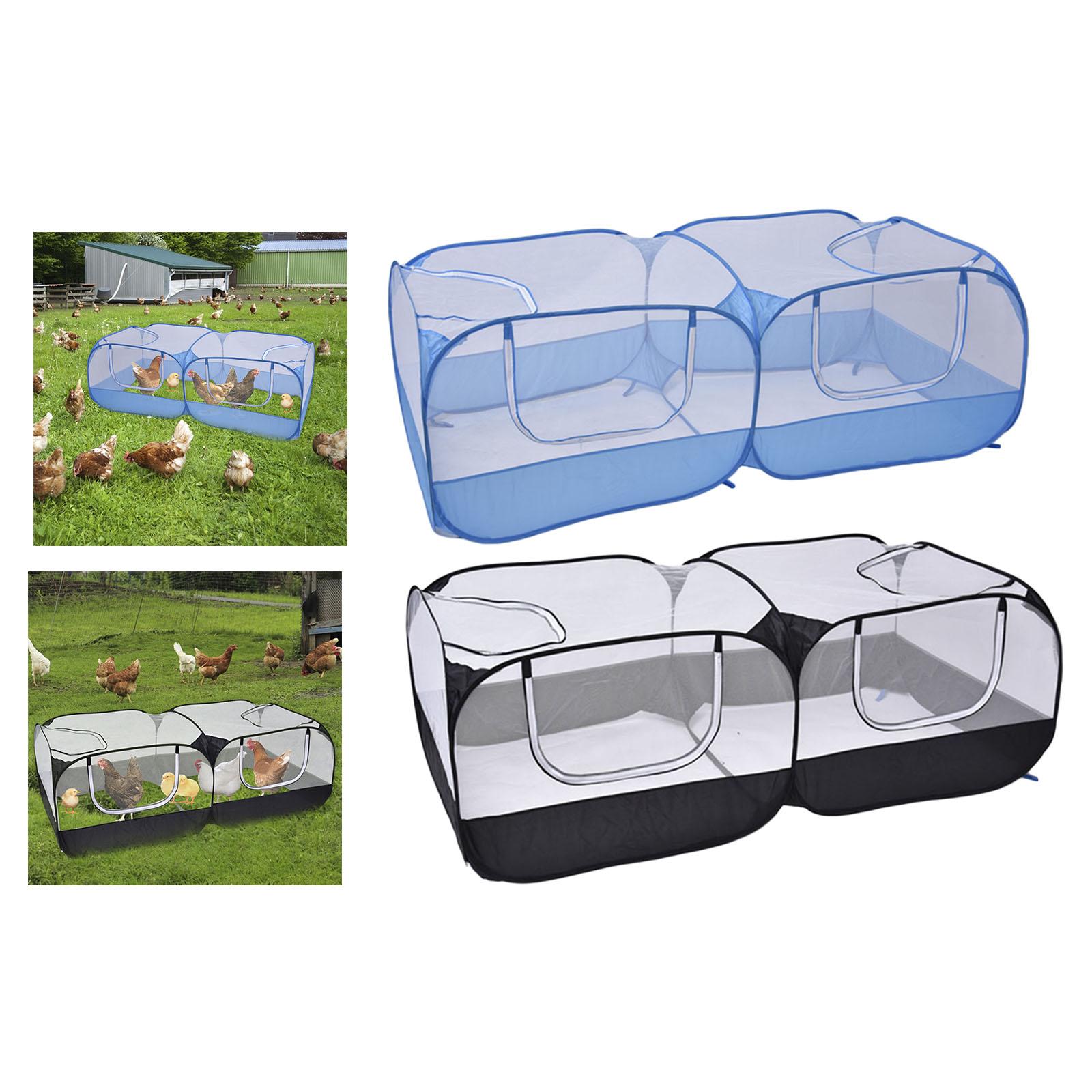 Small Animal Playpen W/ 4 Zipper Doors Pet Cage Tent for Cat Hamster Chicken Dog