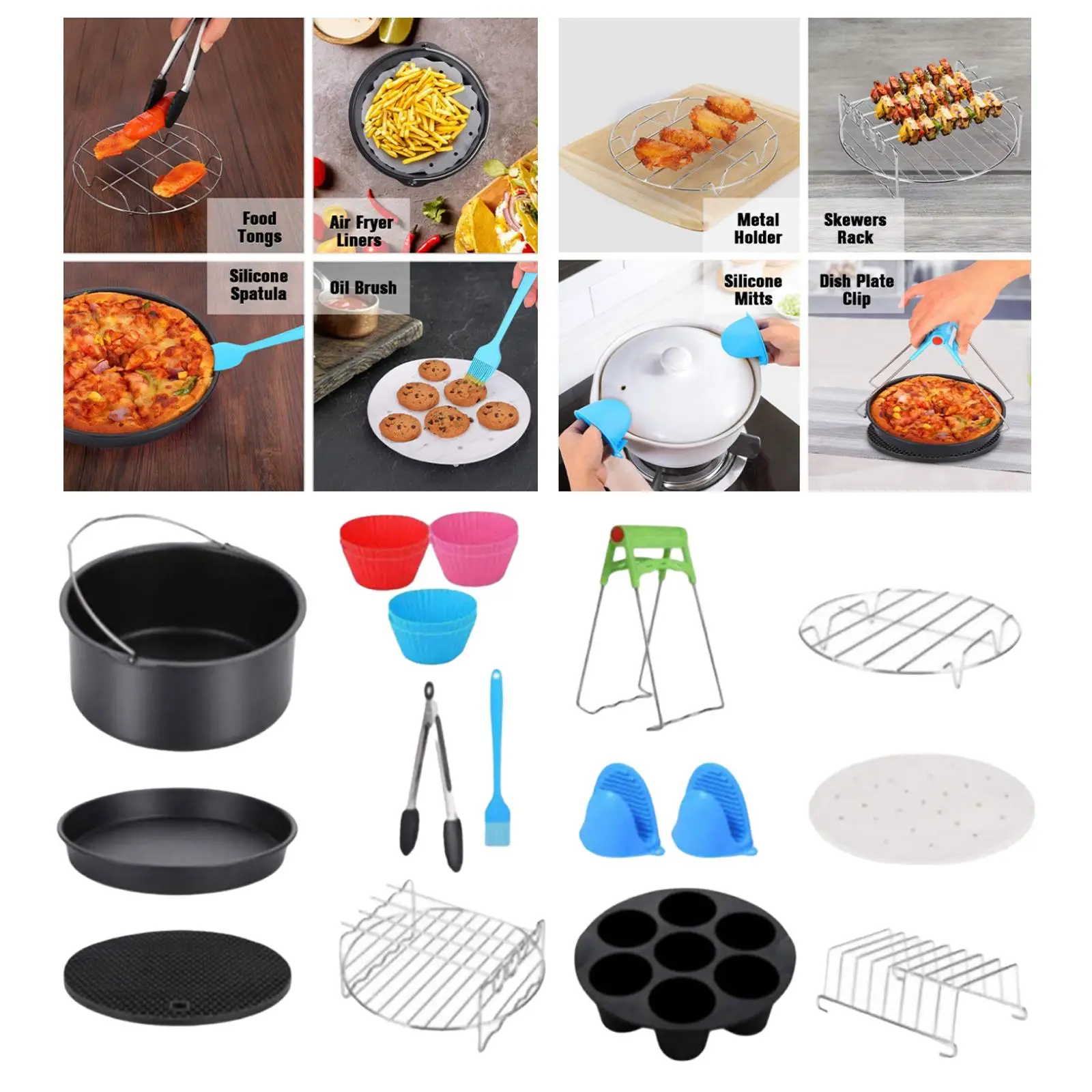 13 Pieces 8 inch Air Fryer Accessories Set for 3.8 to 8Qt Dishwasher Safe Great Gift for Family