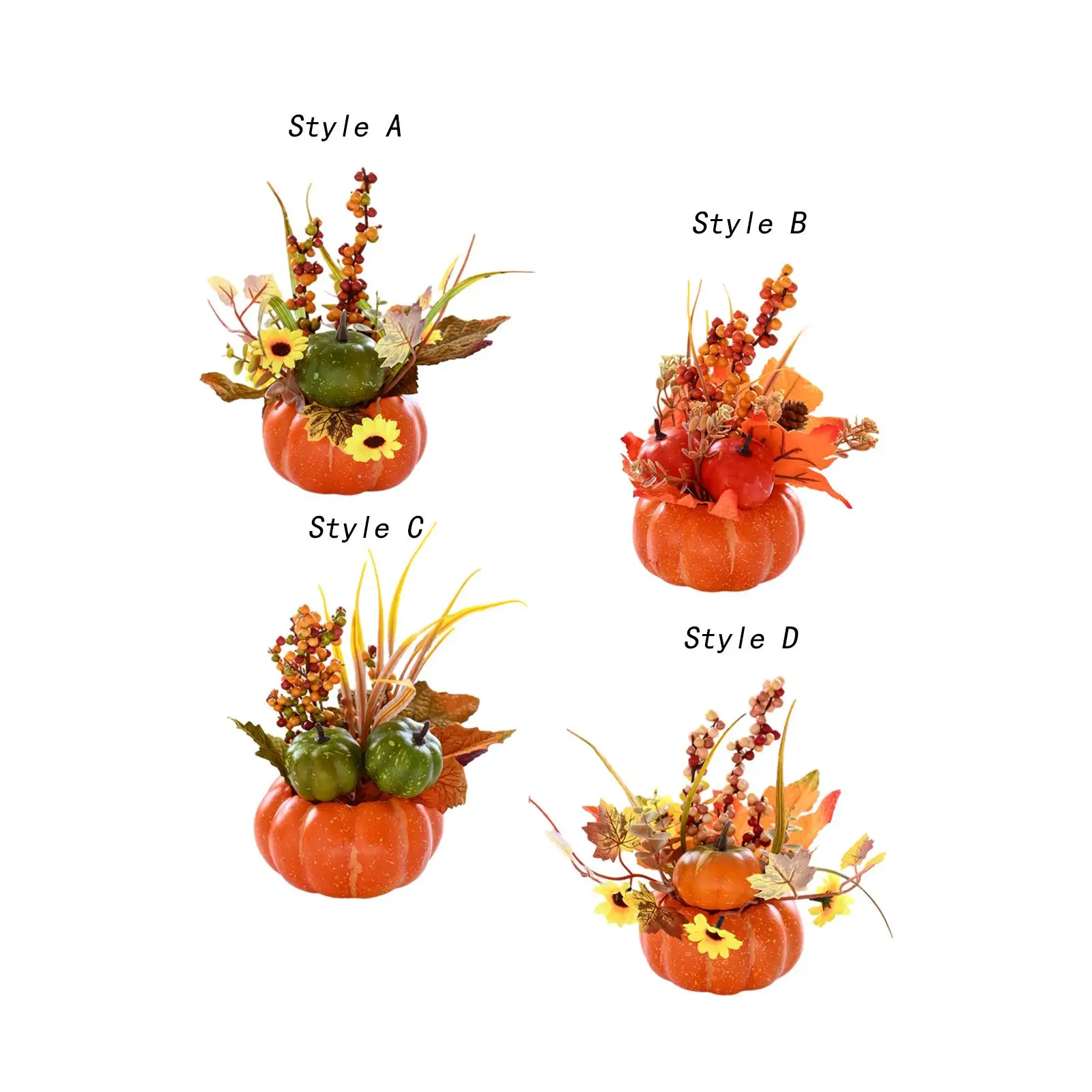 Artificial Pumpkin Flower Artificial Floral Arrangement Party Decor Centerpieces for DIY Crafts Halloween Porch Desk Ornaments