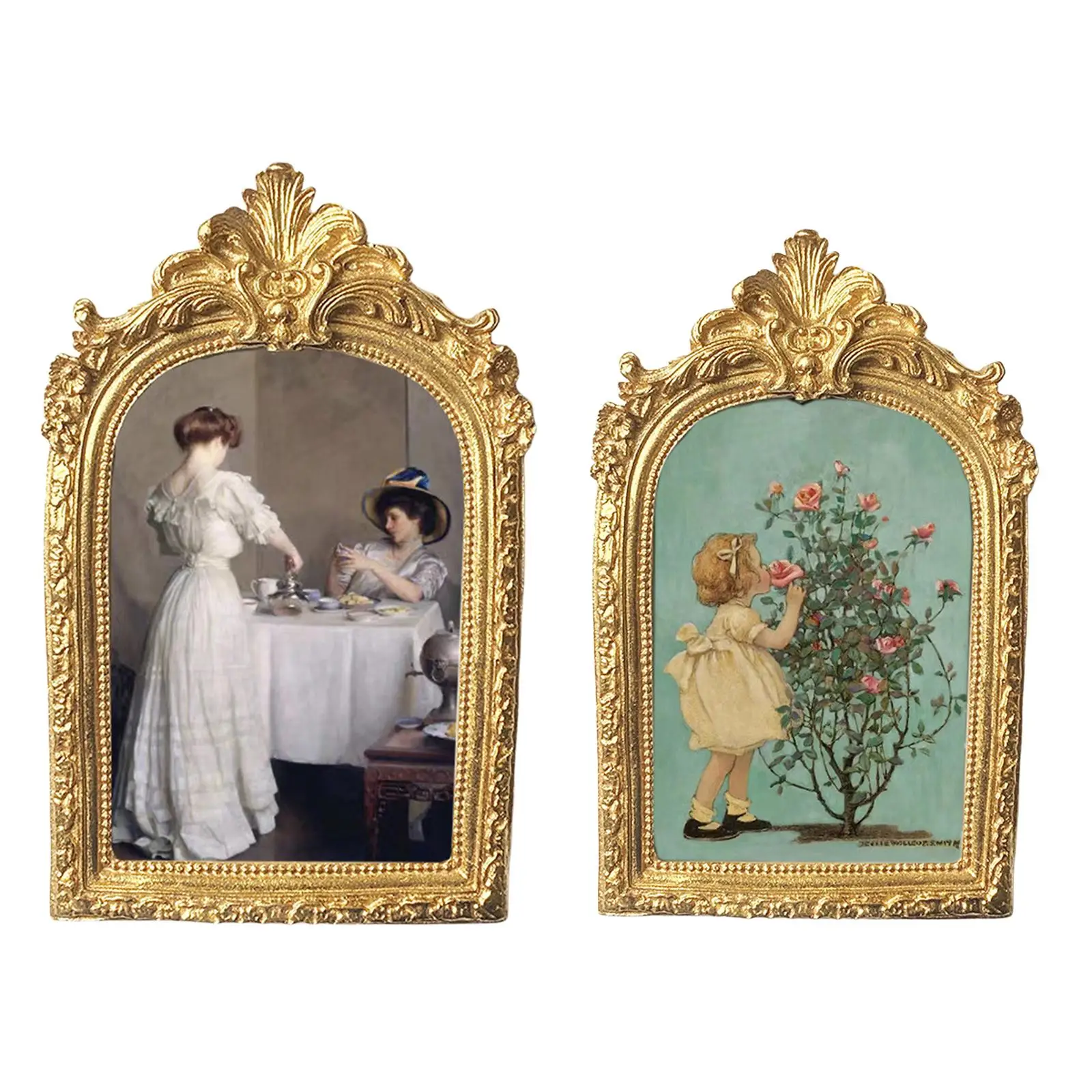 Antique Resin Photo Display Frame Old Fashioned Tabletop Wall Hanging Elegant Gift for Office