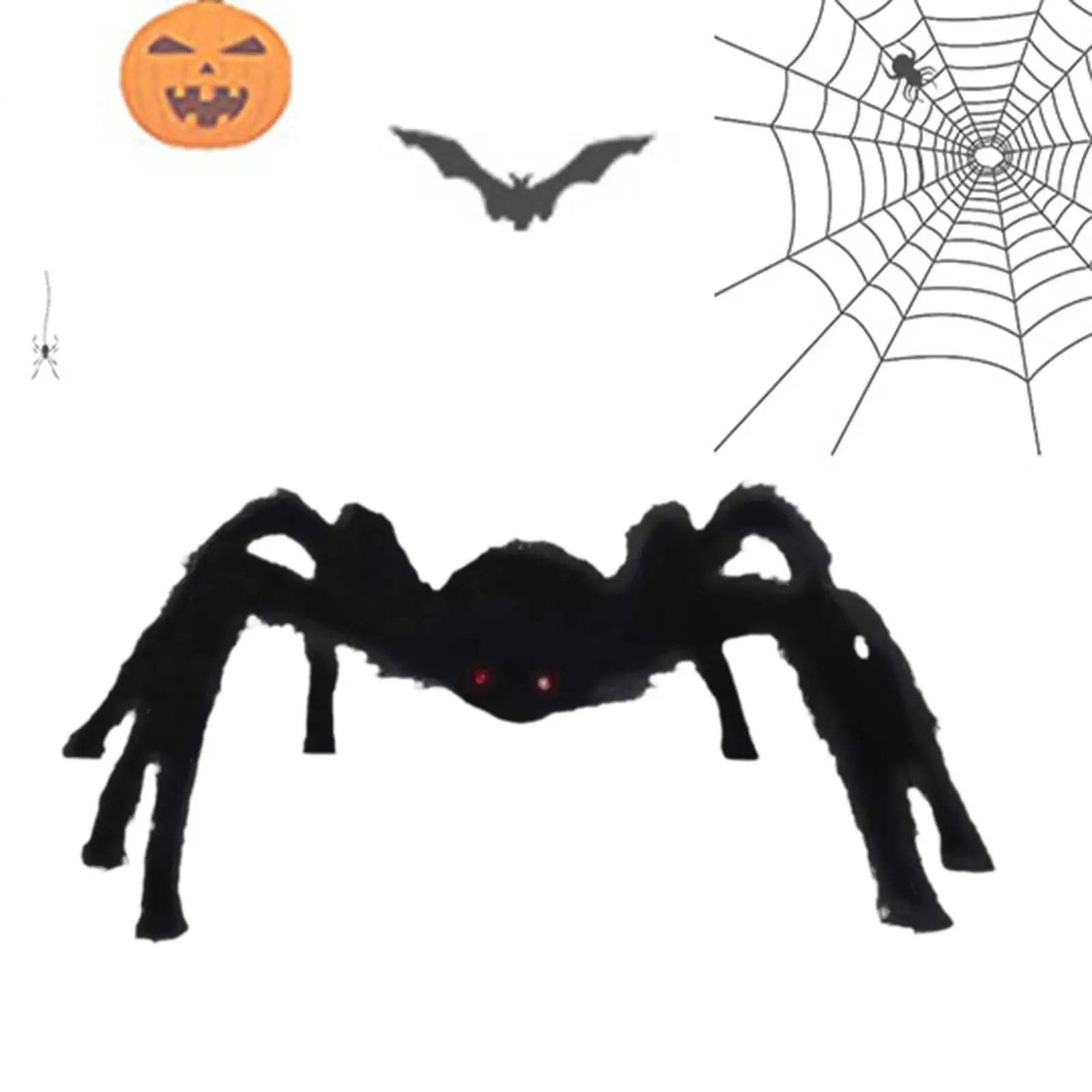 Гигантский паук, искусственный плюшевый паук, искусственный паук с красными  глазами, большой черный паук для фантастического дома с привидениями |  AliExpress