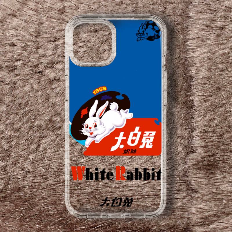 White Rabbit Creamy Candy Phone Case For iPhone 11 12 Mini 13 14