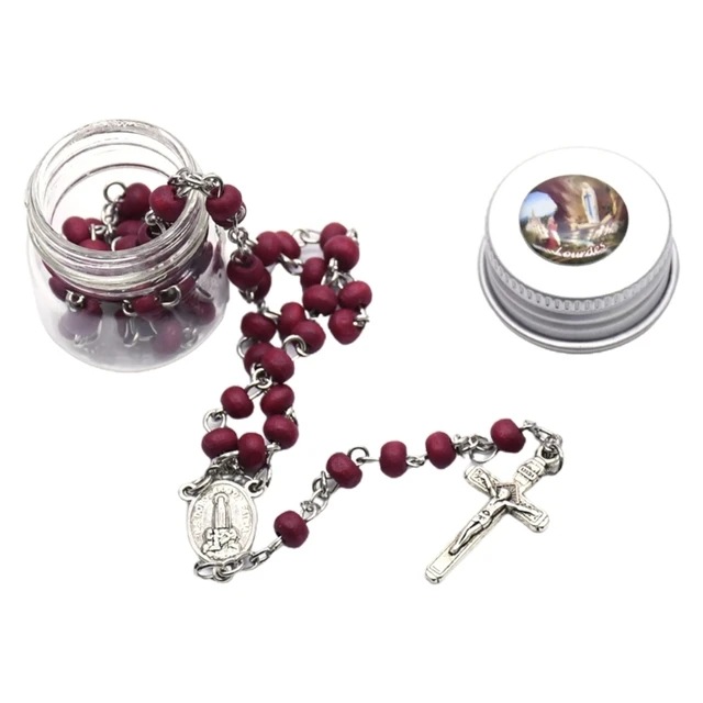 Rosario con colgante de Cruz de cristal de 6x8mm para mujer, joyería  cristiana católica, cuentas de oración, accesorios religiosos - AliExpress