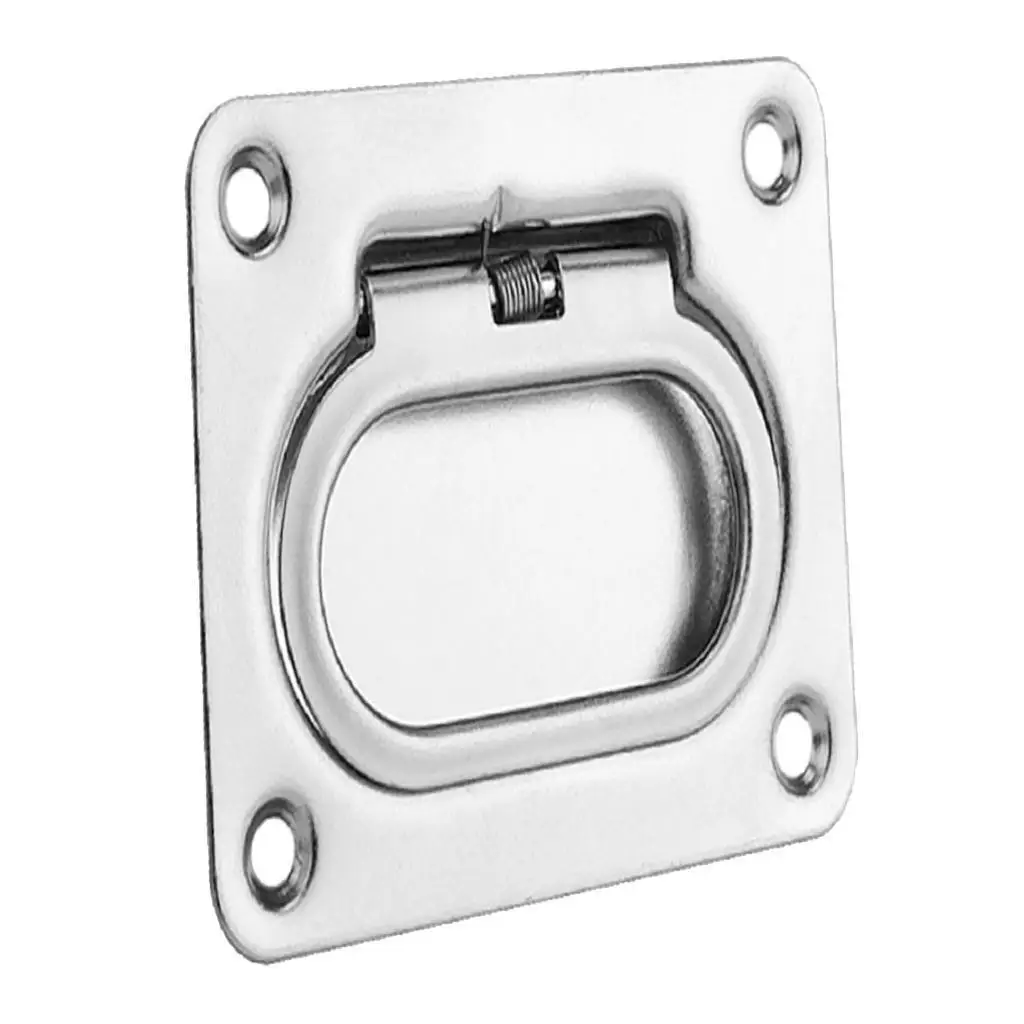 Rectangular Flush Spring Pull Lift Handle Marine Hatch Latch Accessories - Stainless Steel - 76 x 56 mm / 3 x 2.2 inches