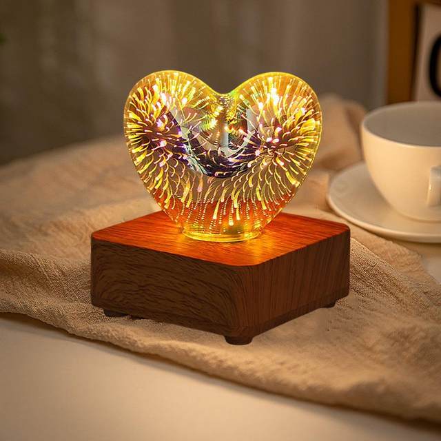 3D LED Night Light Decorative Colorful with Wood Base Ornament Table Lamp for Kitchens Home Birthday Gift Decor