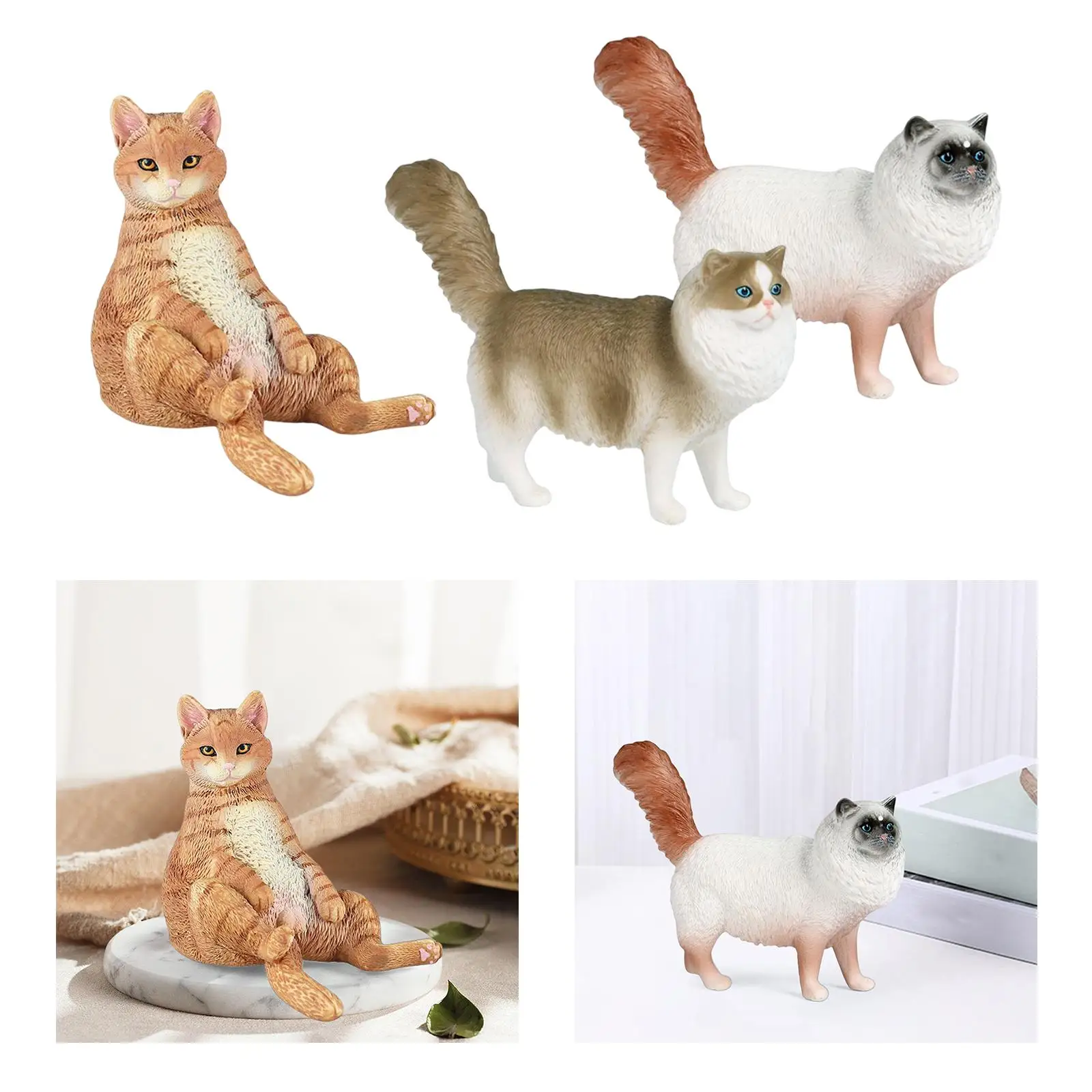 Cat Figurines Small Animals Figures Animal Cat Characters Toys Figurine for Home Decor Birthday Gifts