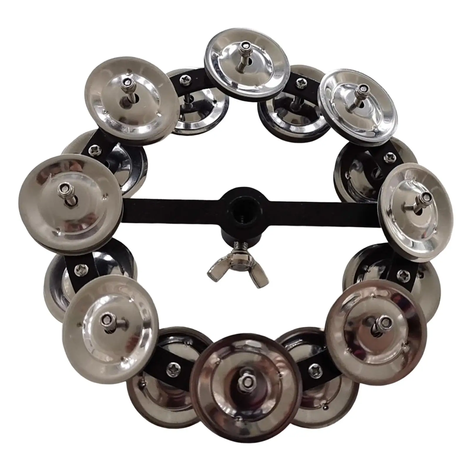 Musical Hi Hat Tambourine Hand Held Percussion with Double Row for Concert Party