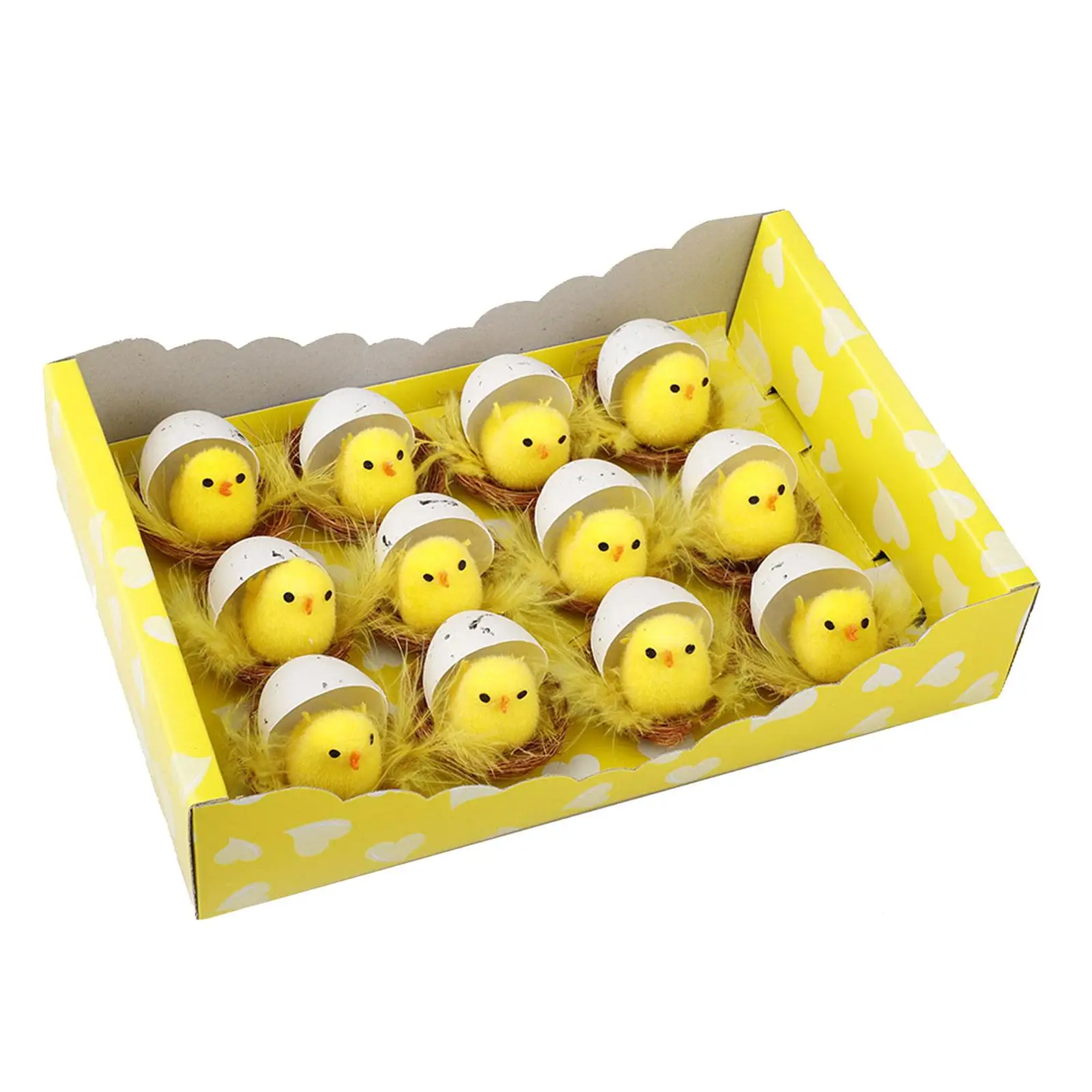 12 Pieces Mini Easter Decorative Chicks Ornaments Cute Basket Fillers Easter egg Decoration for Wedding Wall Windows Holiday