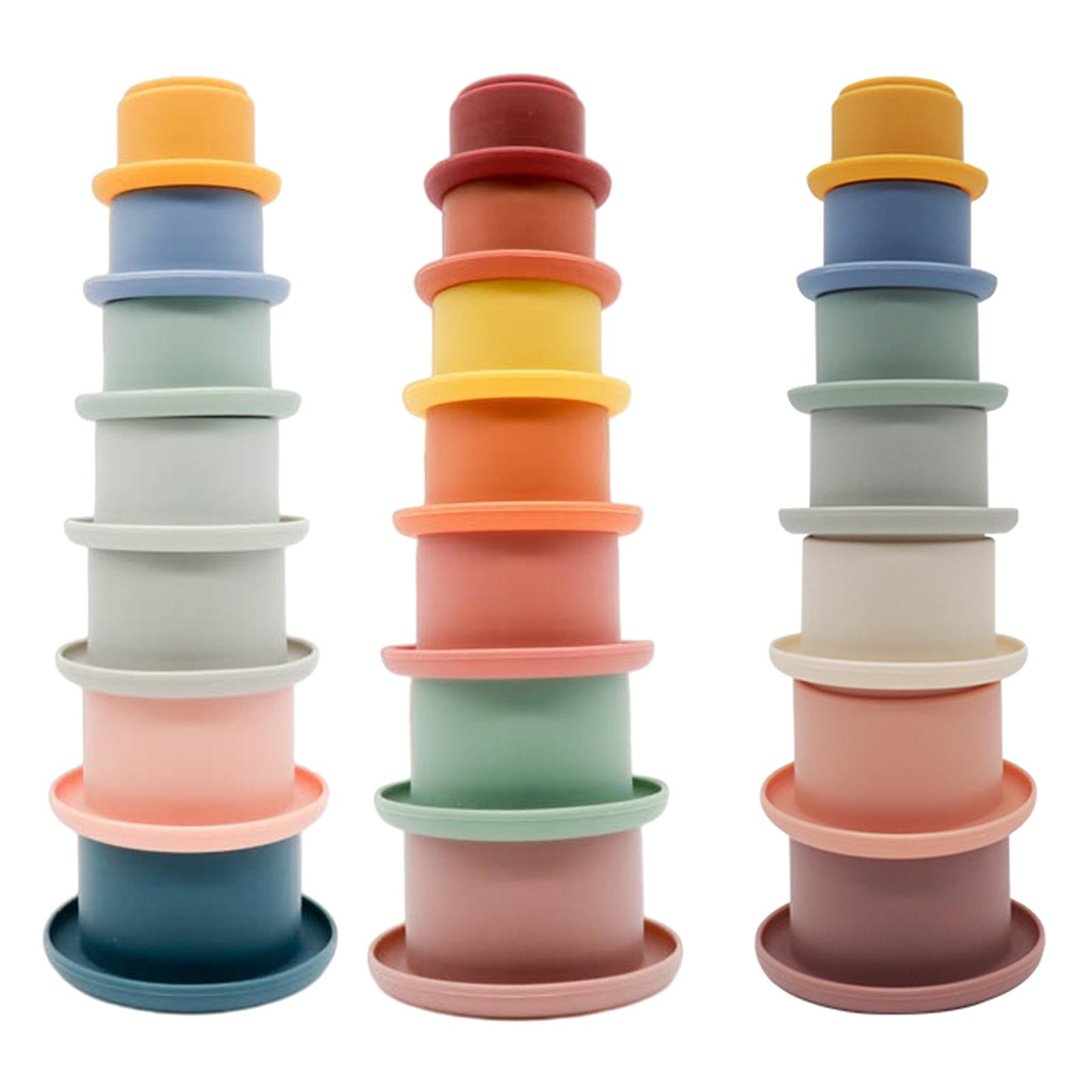 7pcs Toddlers Stacking Cups Soft Bath Toy w/ Drain Holes Educational Toy for 12 18 24 Month 1-3 Years