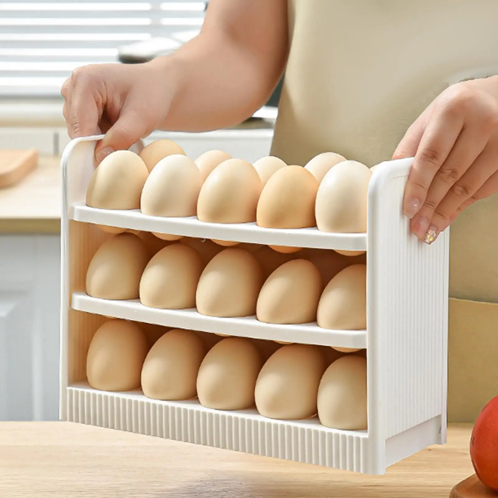 30 Grid Egg Storage Container Eggs Tray Bins Fridge Eggs Organizers Egg Holder for Kitchen Cabinet Drawer Shelf Countertop