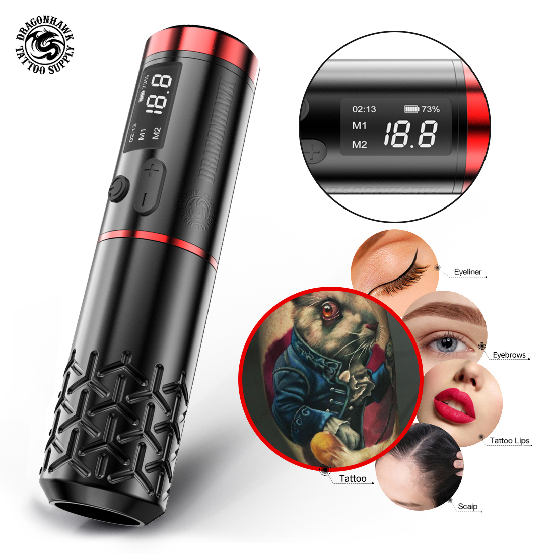 Best of Dragonhawk Armor Pro Professional Wireless Rotary Tattoo Machine Portable Power Coreless Motor LED Digital Display Battery Pen Reviews & Tips