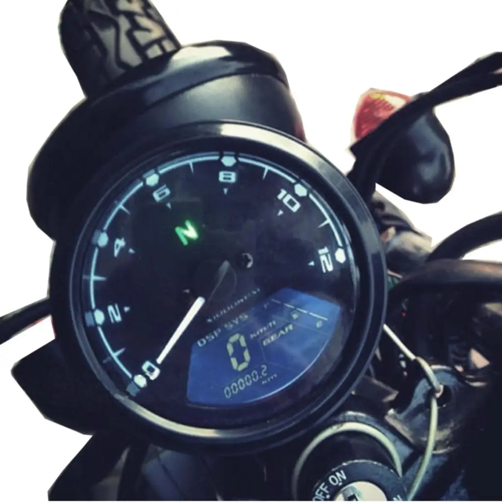 Universal Motorcycle LCD Modification Assembly Digital  Blue Backlight Indicator