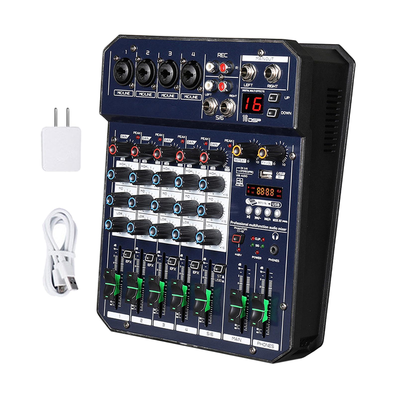 Audio Mixer 48V power Console System Low Noise with 16 Sound Effects Sound Mixer Board for Recording Karaoke DJ