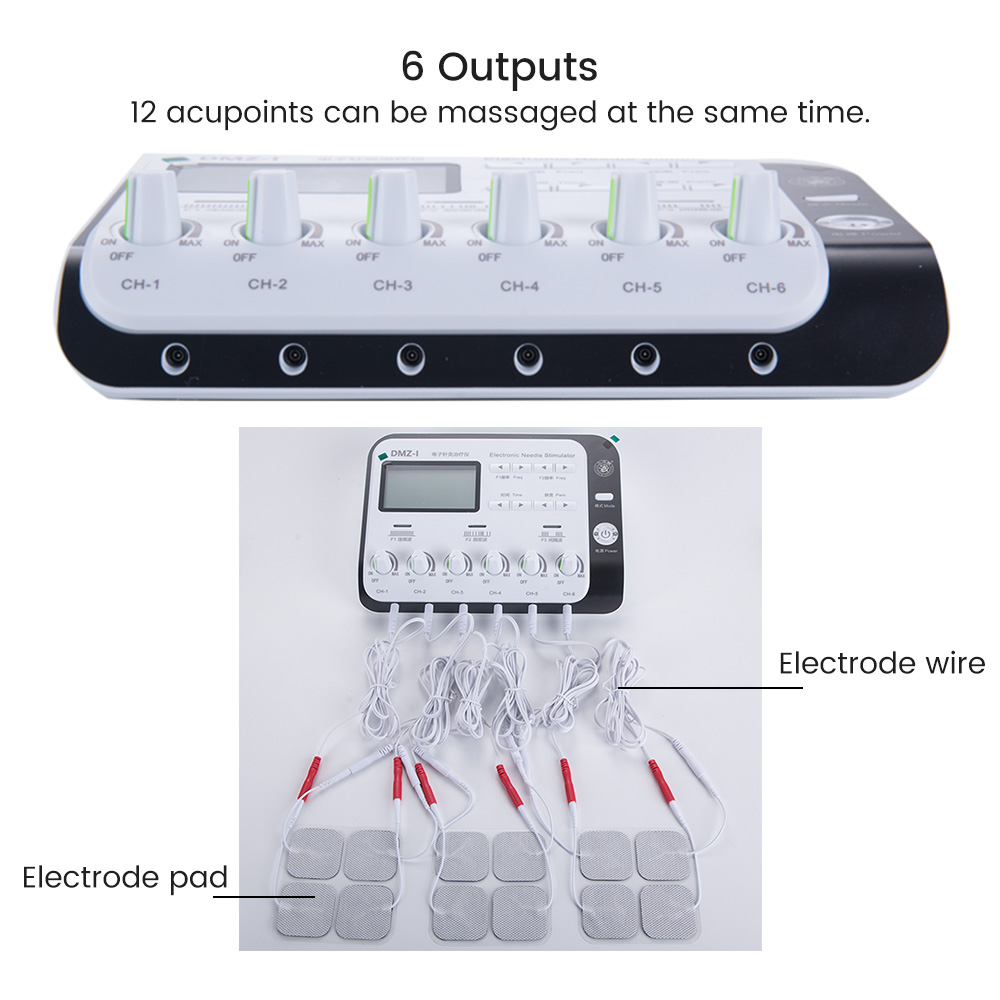 6 Output Electroacupuncture Massager Professional Acupuncture Needle Body Muscle Stimulator Tens Unit Machine Mussle Relax Tool