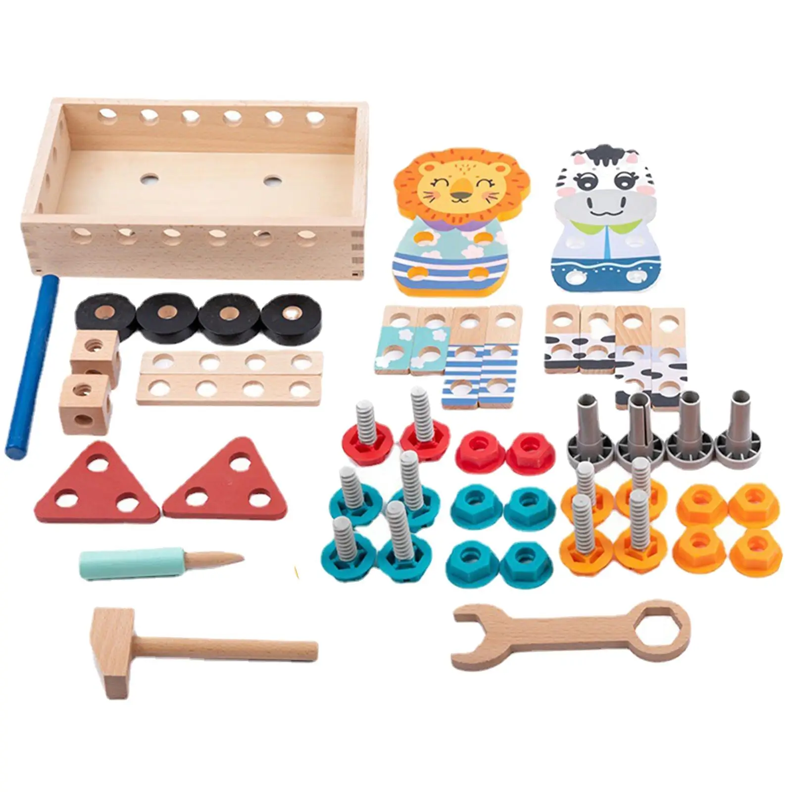 DIY Construction Toy Cognitive Educational Basic Skills Wooden Tool Set for Indoor Preschool Role Play Outdoor Activities