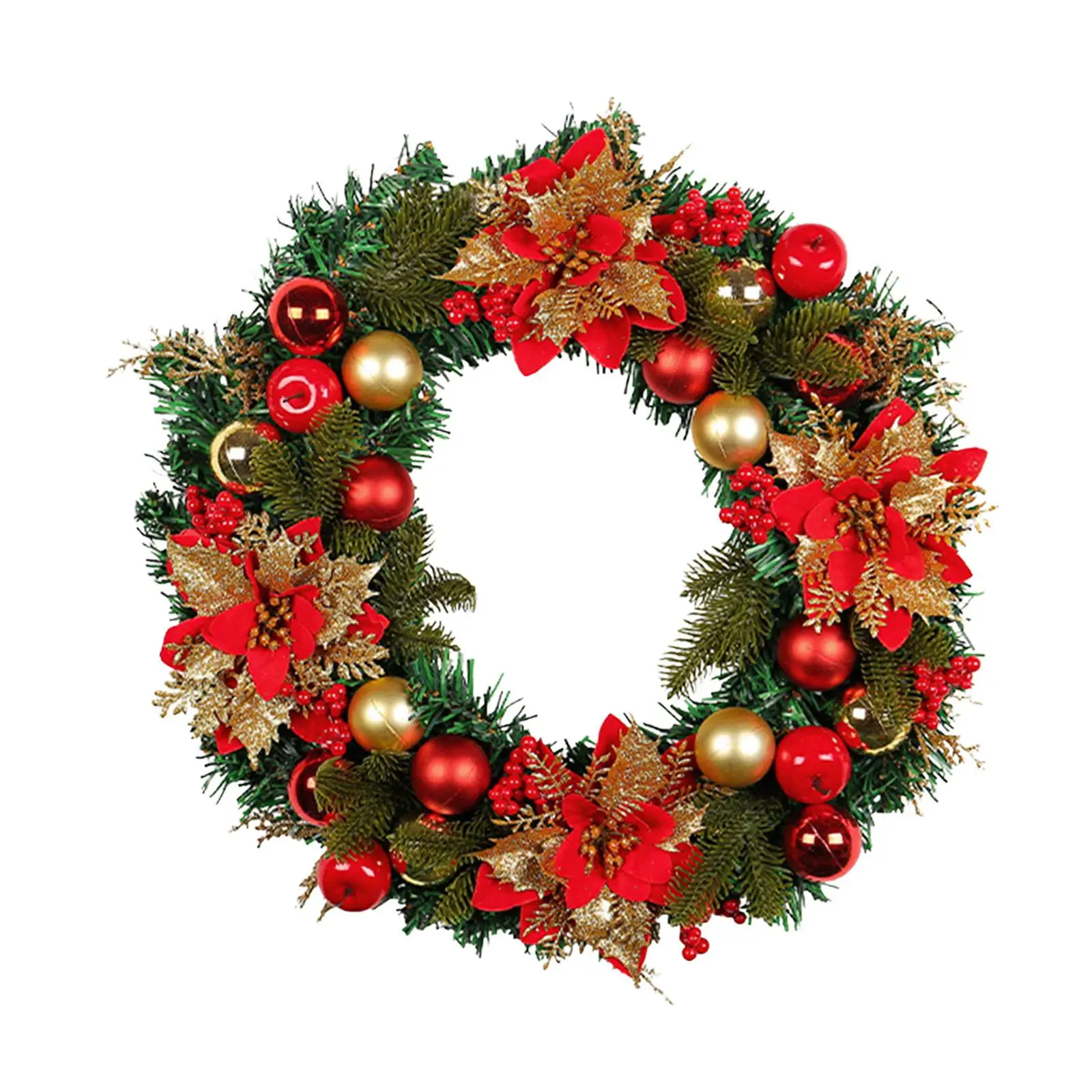 Christmas Wreath Decor Red Berries Wall Hanging Greenery Decorative Artificial for Office Party Indoor Outdoor Window New Year