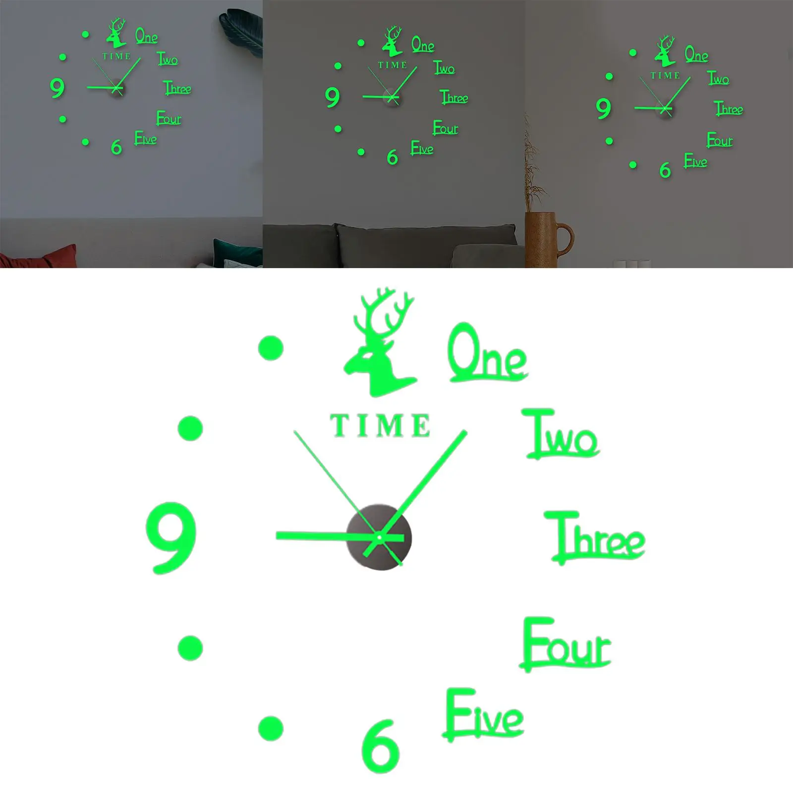 Acrylic Luminous Wall Clock Stickers DIY Silent Clock Glowing for Wall Decor