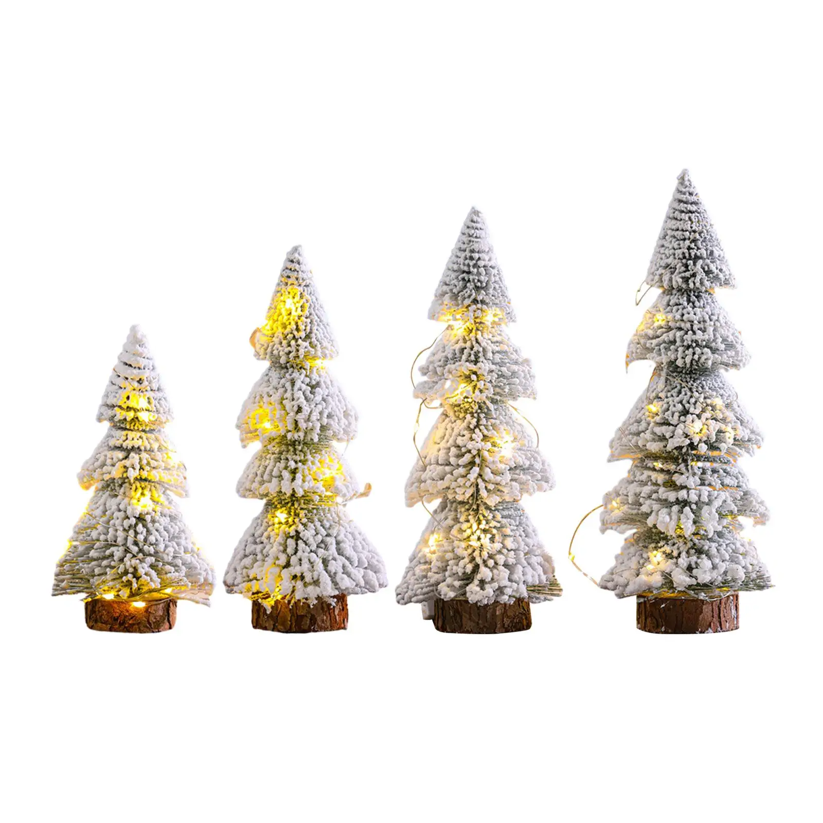 Snow Flocked Christmas Tree with LED Lights Vintage Artificial Mini Snowy Tree for Christmas Holiday Table Home Indoor