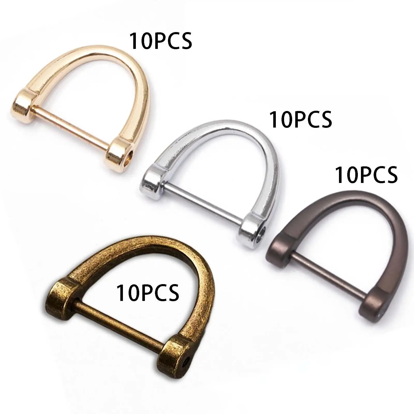 10Pcs Buckles D Rings Hoop Locking Fasteners D Rings for DIY Leather