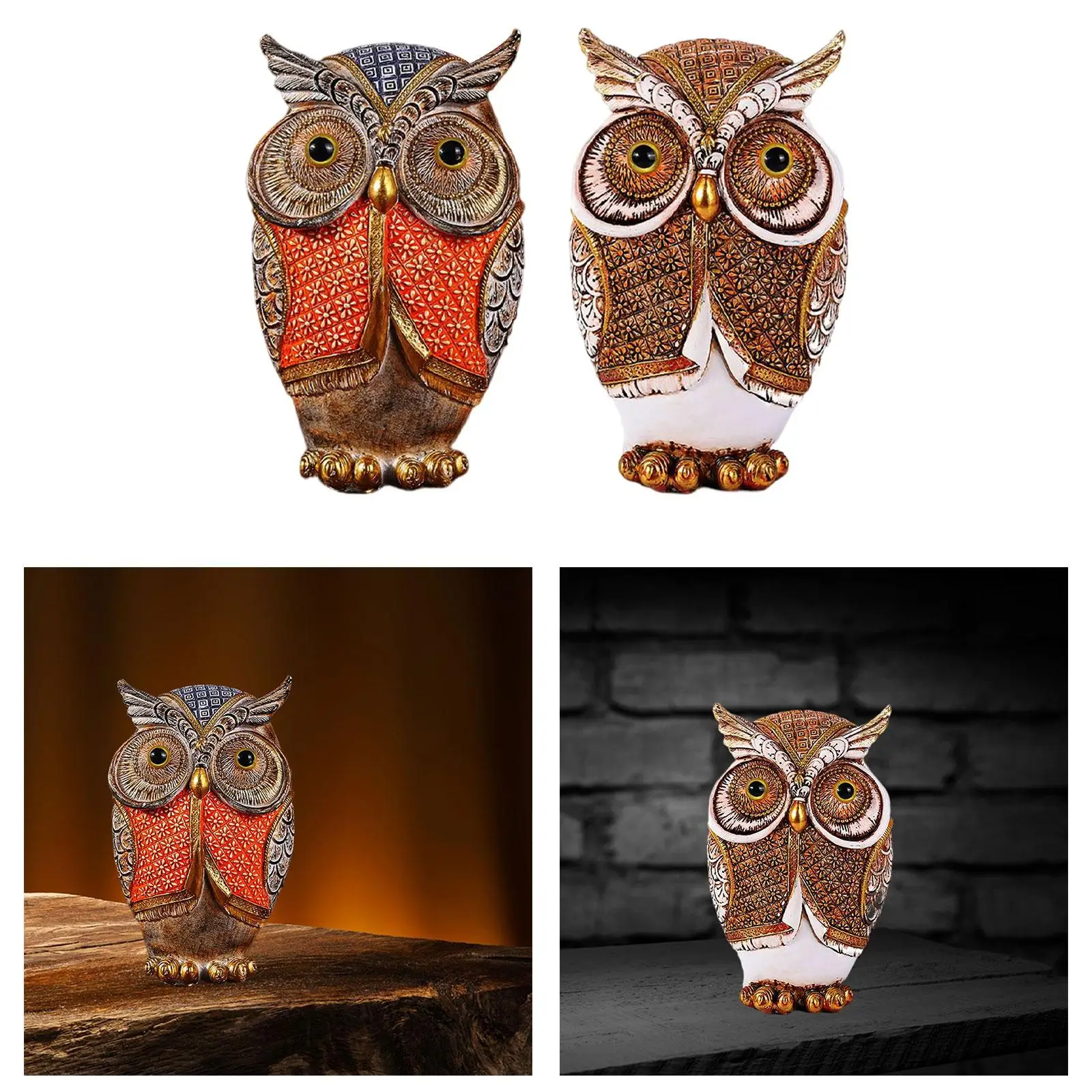 Nordic owl Statue Ornament Gifts Resin Realistic Decor for Car Shelf Home Desk Cafe