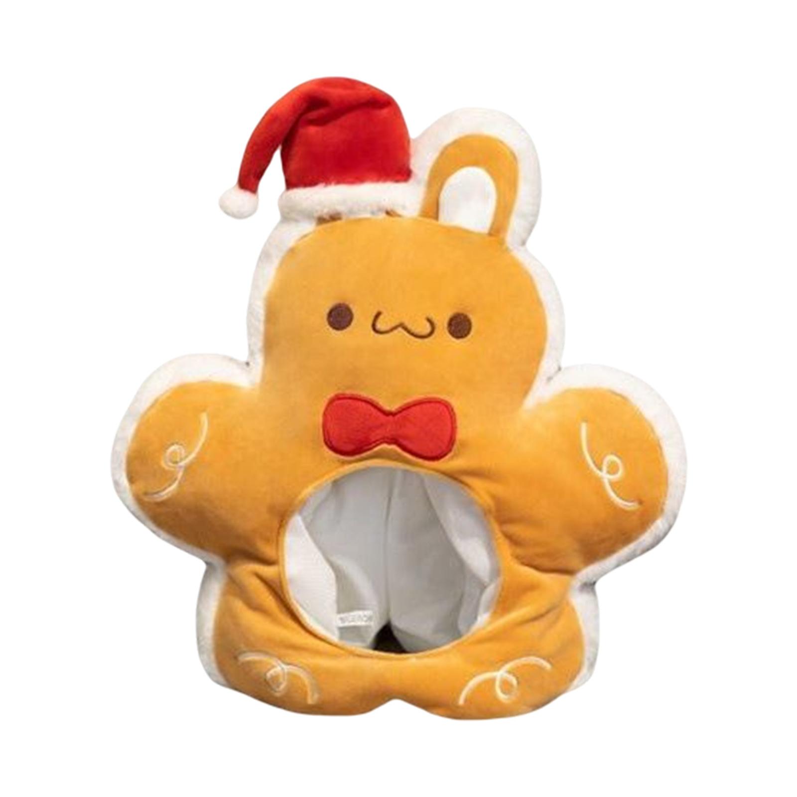 Cute Christmas Gingerbread Rabbit Hat Novelty Headgear Unisex Plush Costume for Celebrations Cosplay Festival Housewarming Adult