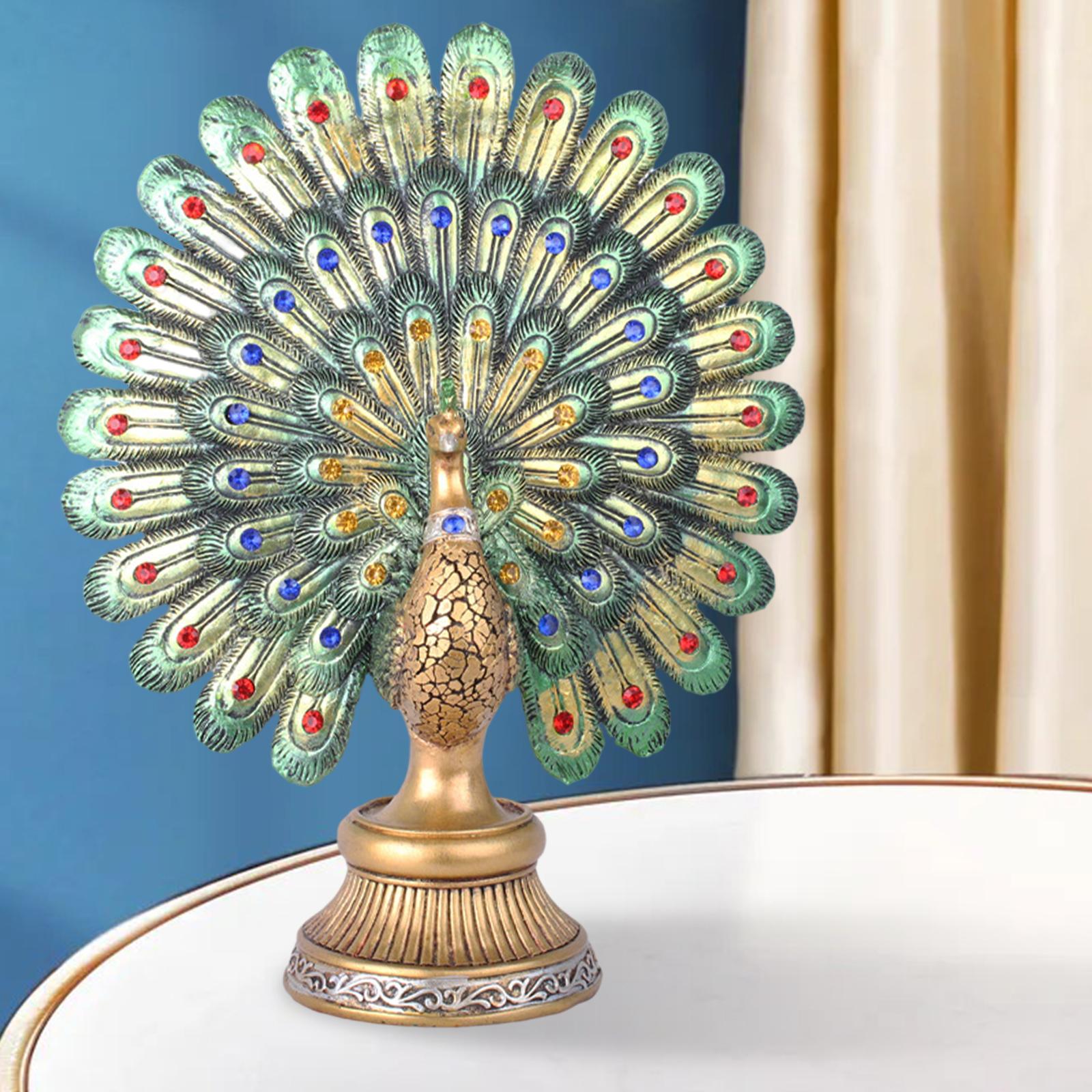 Creative Peacock Statue Sculpture Art Crafts Modern Animal Figurines for Garden Home Entry Decor Porch Entrance Accessories