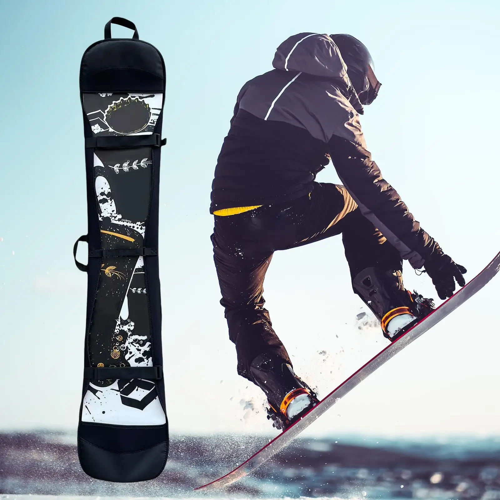 Skiing Snowboard Bag Adjustable Belt Zipper Portable Waterproof Accessories 163cm Cover for Winter Sports Travel Backpack