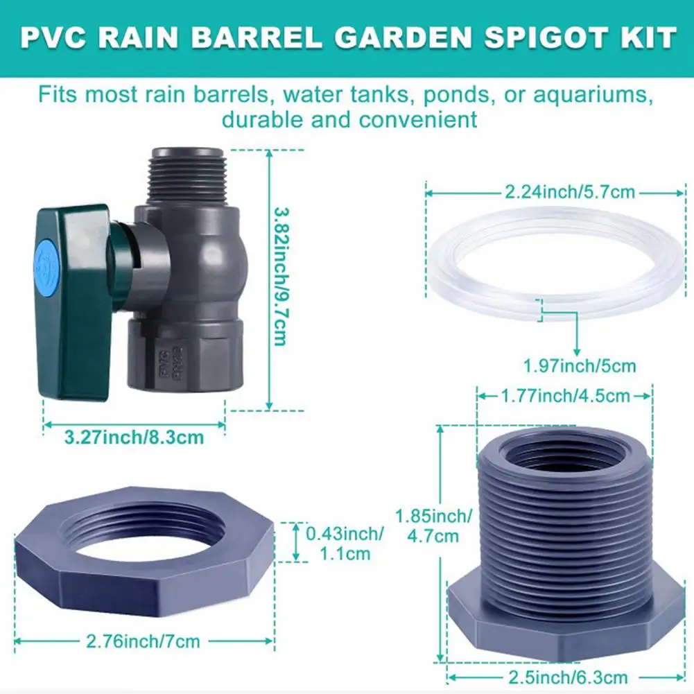 Excellent 3/4 inch Anti-stripping Rain Barrel Valve with Bulkhead Fitting Connector PVC Rain Barrel Connector