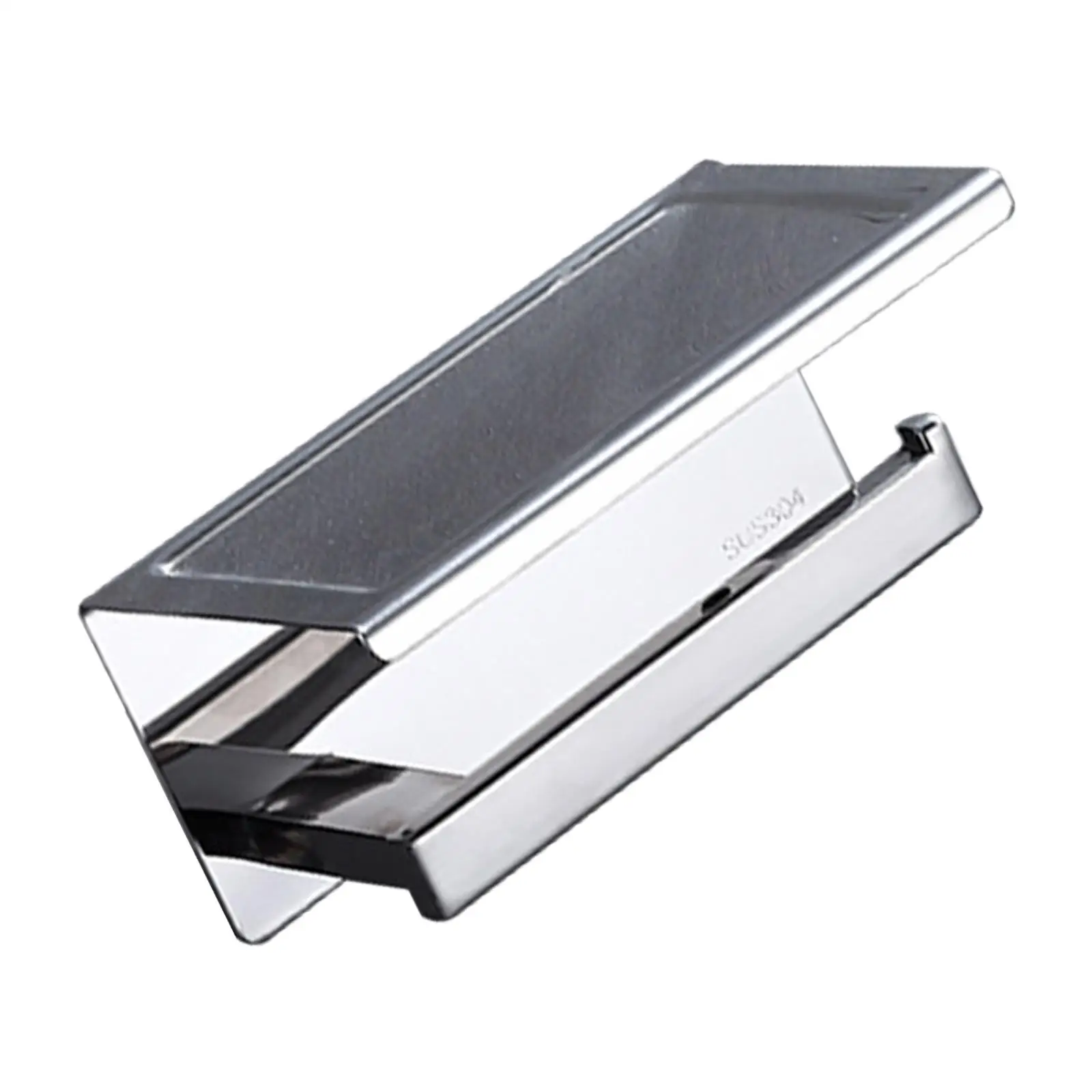 Stainless Steel Paper Holder with Phone Shelf No Drilling Wall Hanging Tissue Roll Dispenser Storage for Hotel Toilet