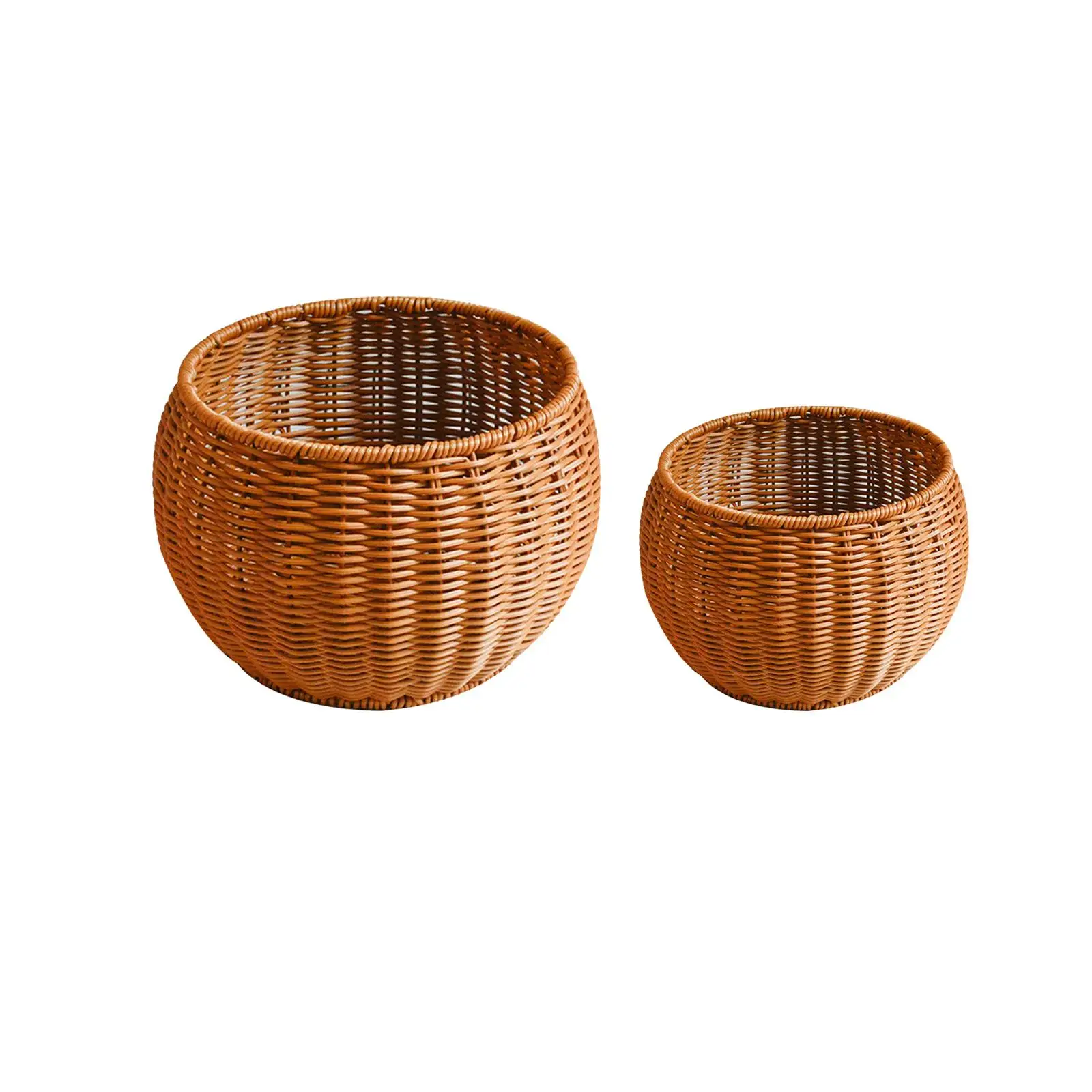 Imitation Rattan Tableware Tray Round Picnic Basket Woven Bread Baskets for Cabinet Countertops Shelves Cabinets Napkins