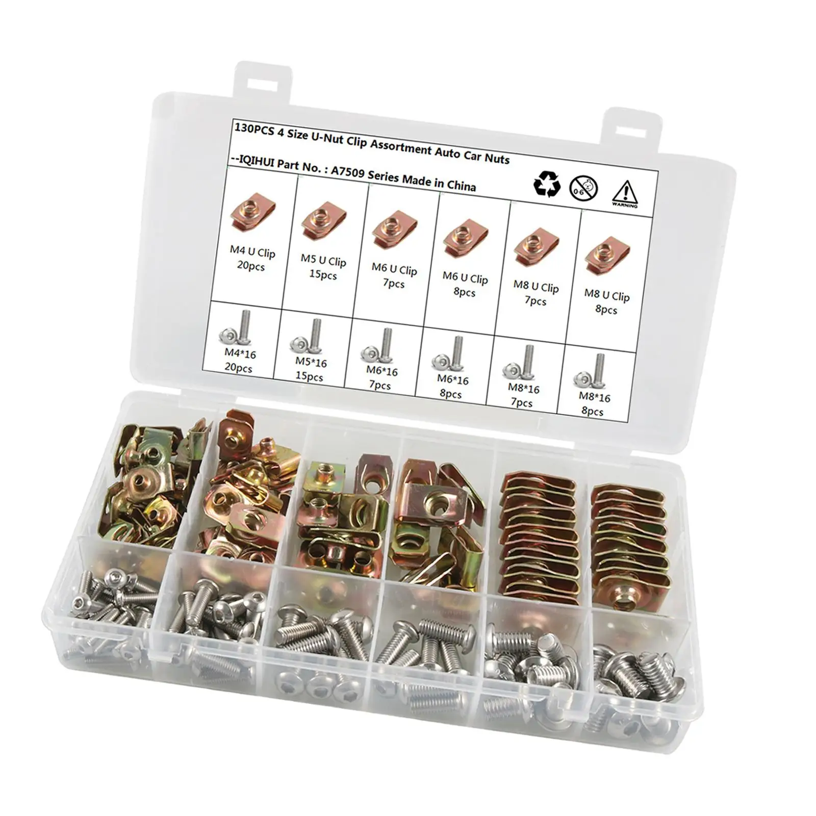 130 Pieces Nut Kit Spire Clips Nuts Assortment Spare Parts for Car