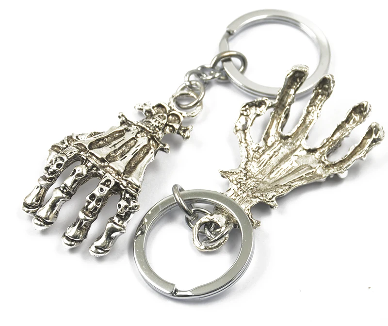 1pcs Metal Skeleton Skull Hand Keyring Key Chain Gift Keyfob Present