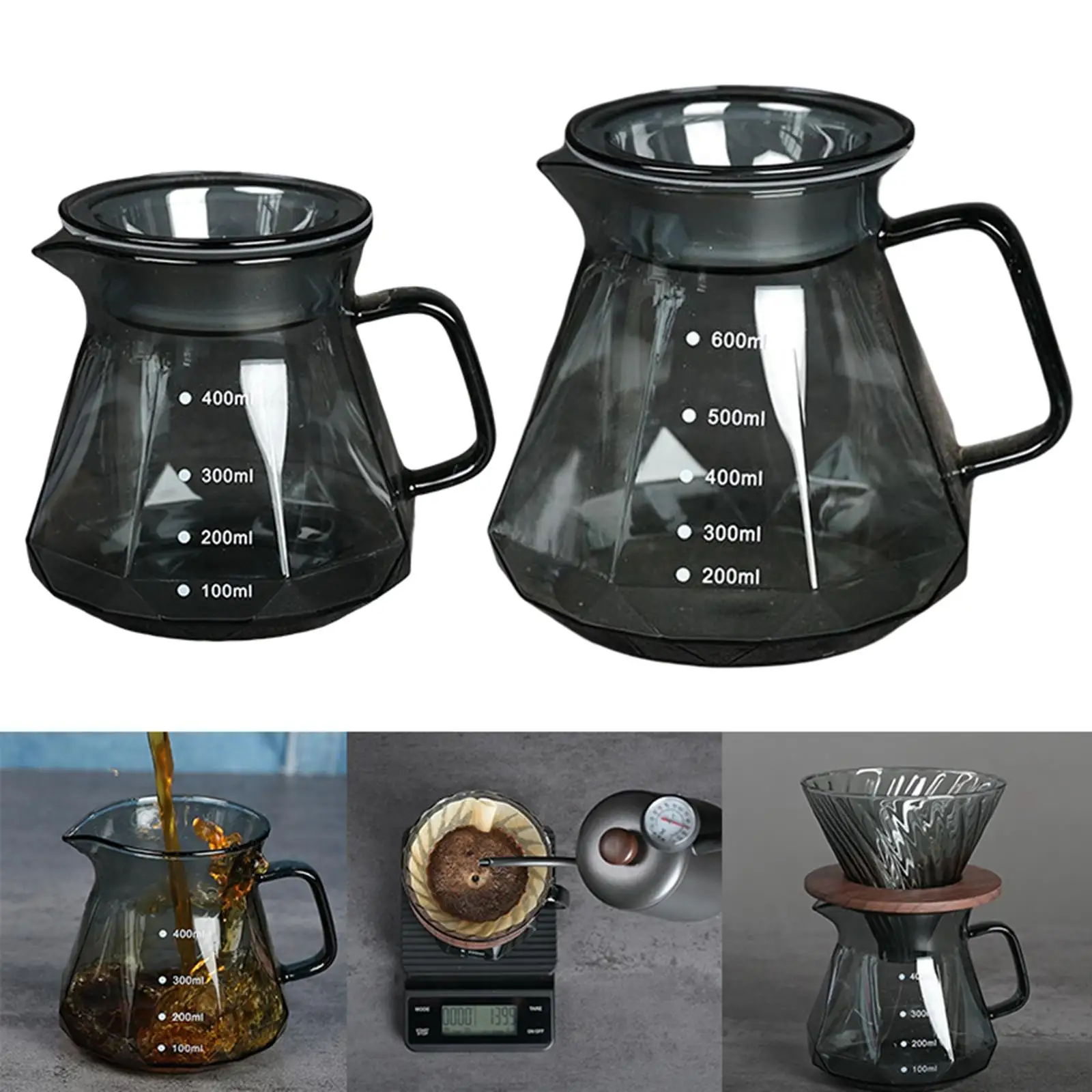 Heat Resistant Glass Pot Coffee Maker with Handle Lid