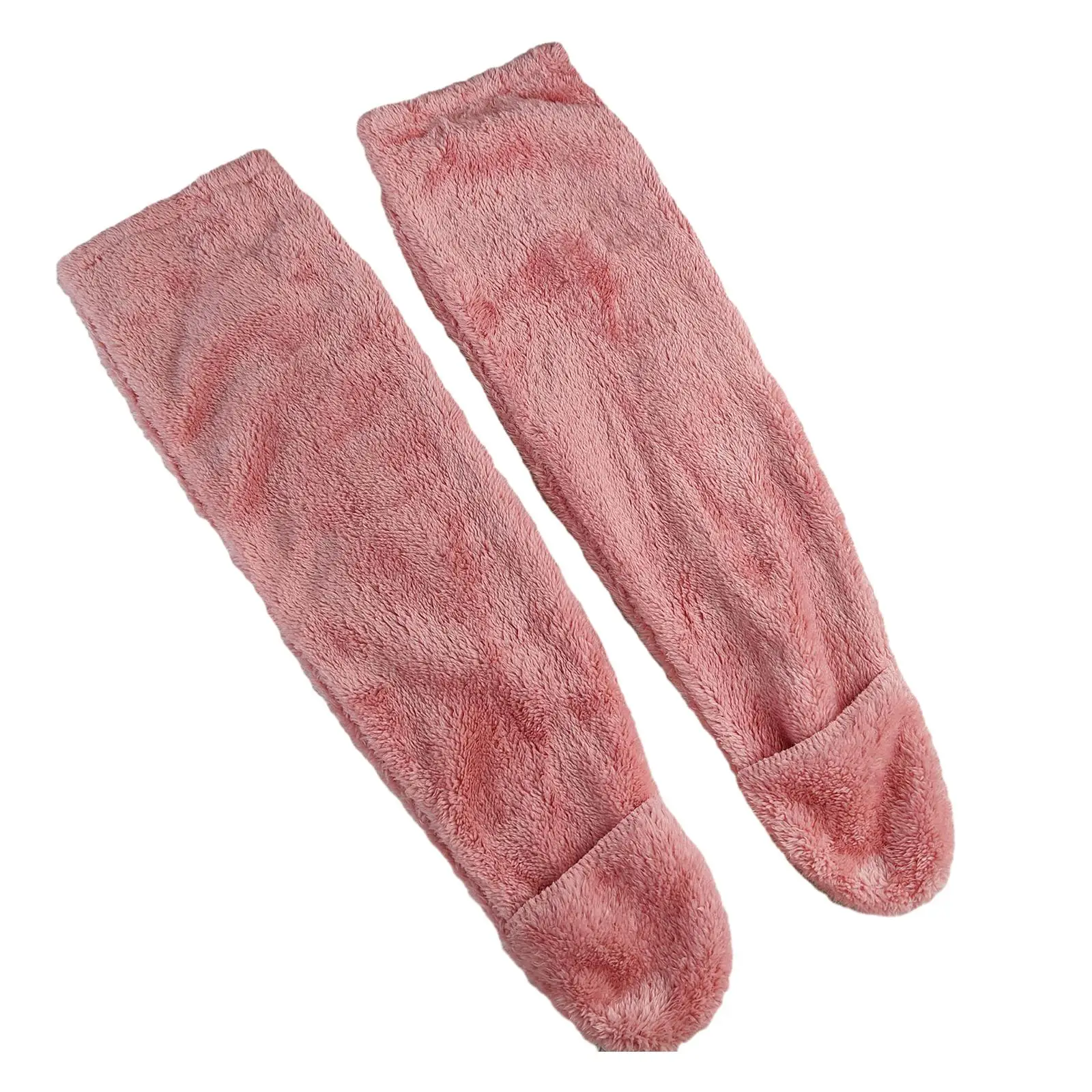 Plush Leg Warmer Winter Soft Long Tube Stockings Fuzzy Socks Sleeping Socks Warm Thick Womens Knee High Socks for Dorm Bedroom
