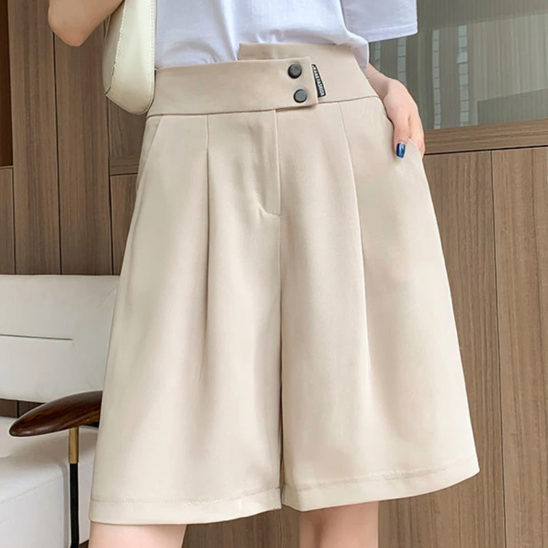 estilo coreano cintura alta casual joelho comprimento