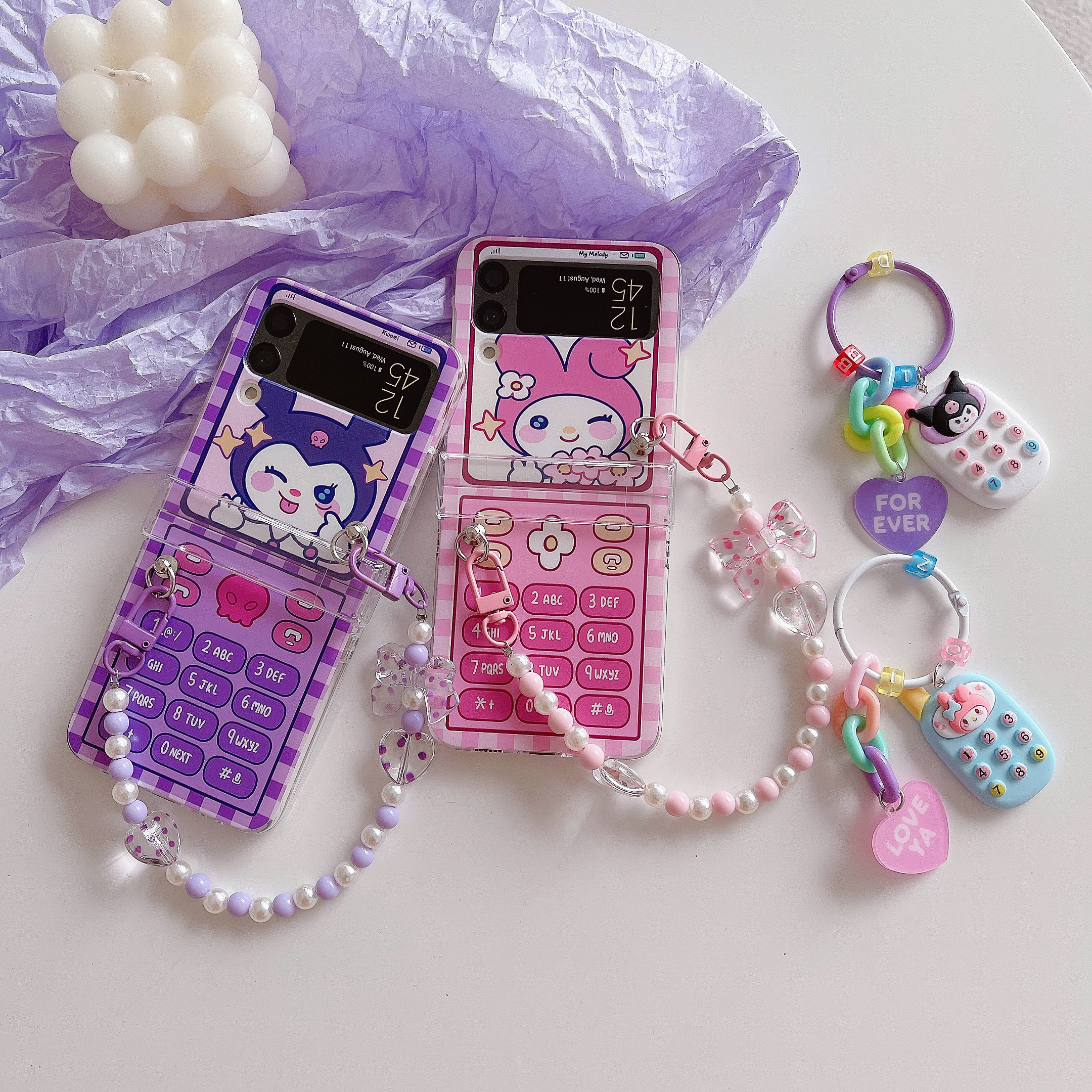 Sanrio винтажный My Melody kuromi Phone Charm чехол для телефона Samsung  Galaxy Z Flip 3 PC задняя крышка для Z Flip 4 защитный чехол | AliExpress