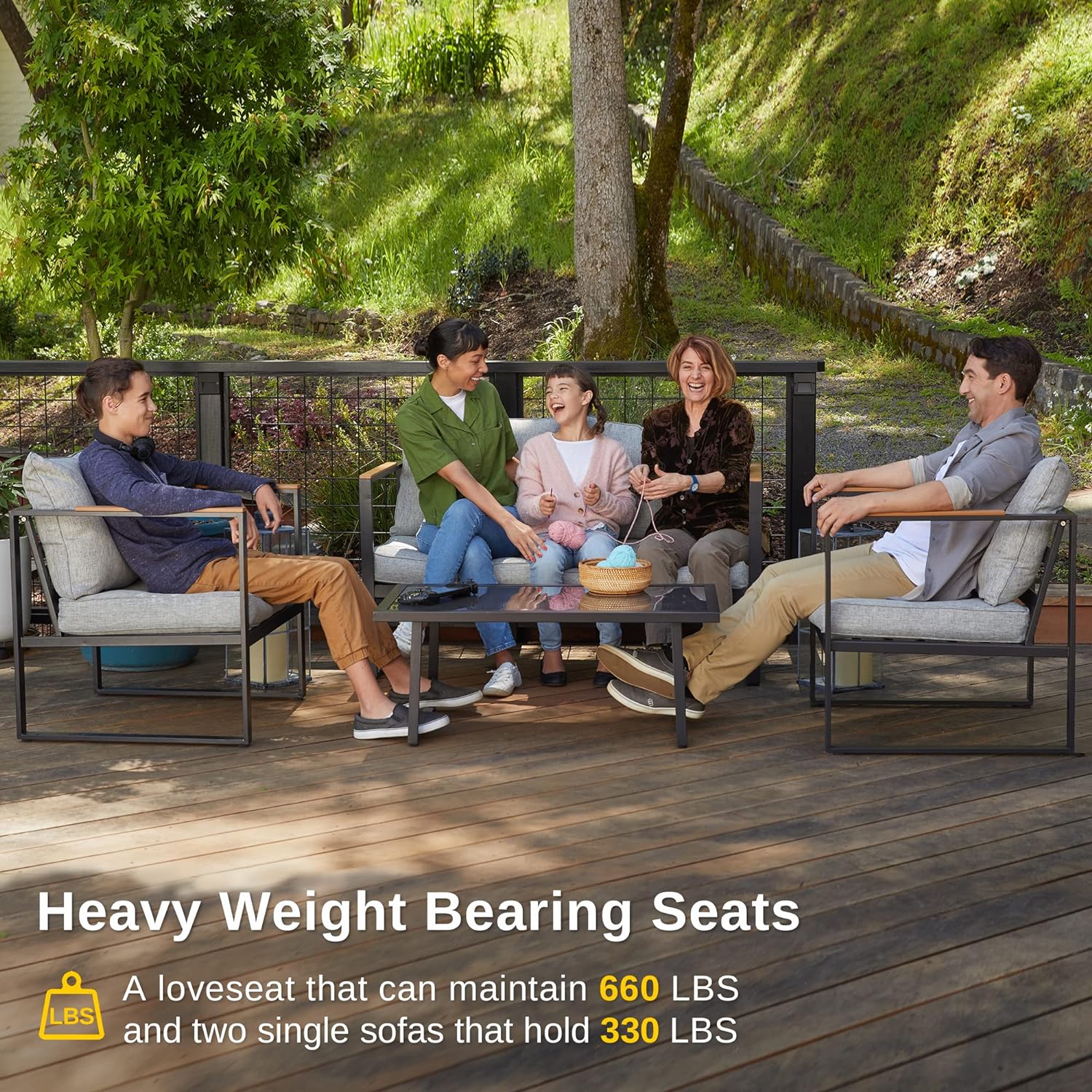 Description Picture 3 of itemCourtyard Patio Furniture Set, 4-Piece Outdoor Patio Set with Sofa, Removable & Washable Deep Seating Cushion